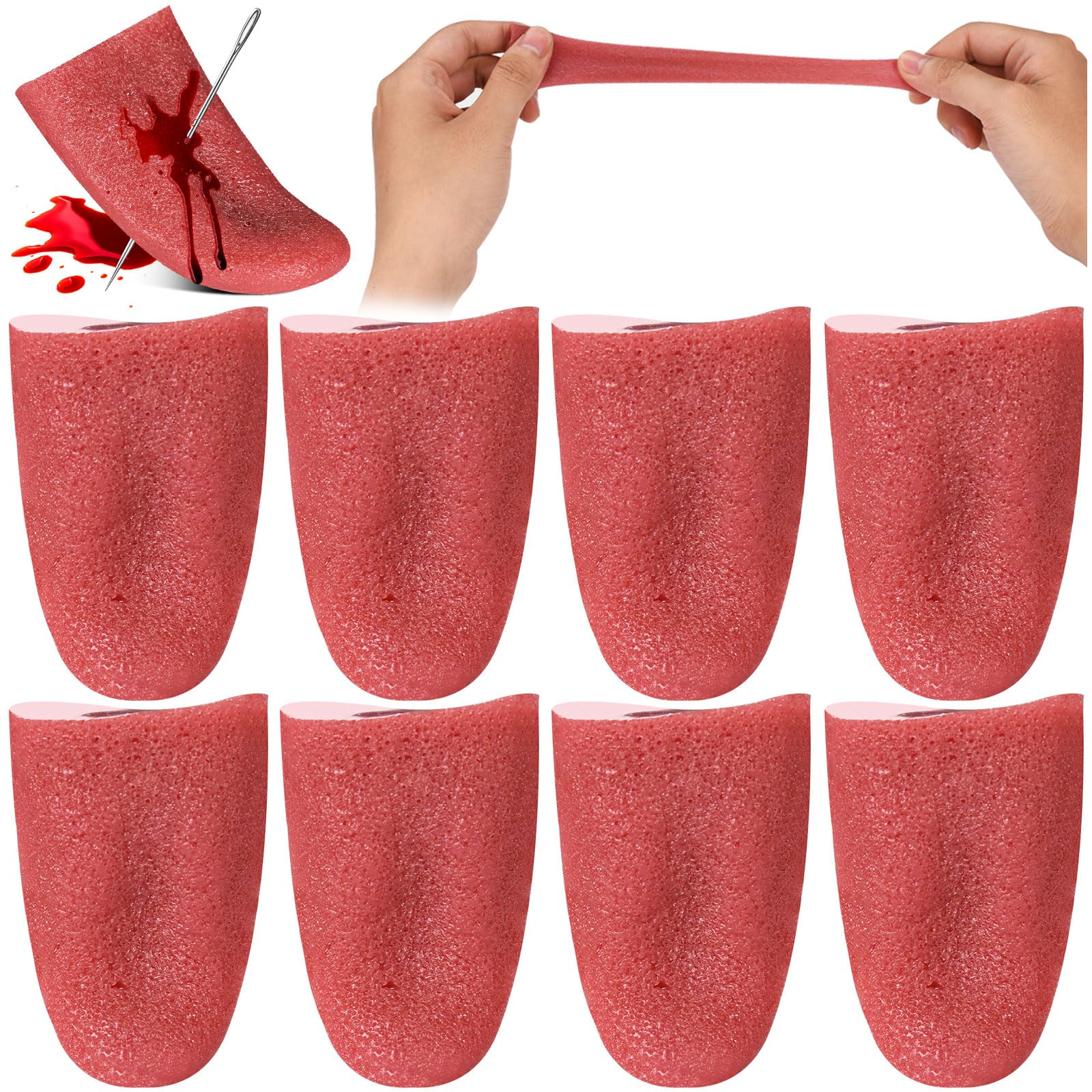 HFAYDZSW 8PCS Realistic Fake Tongue, Halloween Horrible Tongue, Tricks Accessories Prank Tongue Toys Prop Tricks Tongue Toy