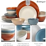 Sango Siterra Peintre Palette 16-Piece Ensemble de vaisselle en grès avec plaques rondes et bols, multicolore