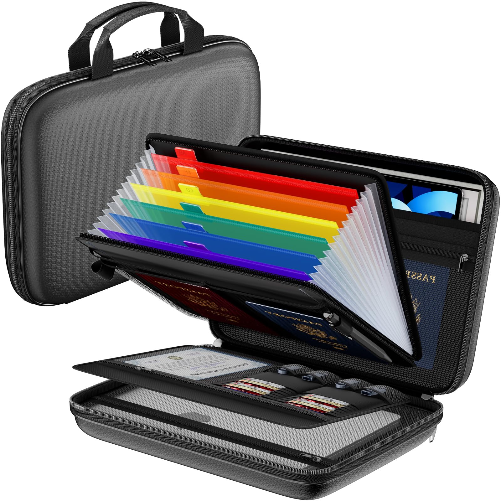 Tamfile Caja de documentos ignífuga con asa, organizador de archivos, color
