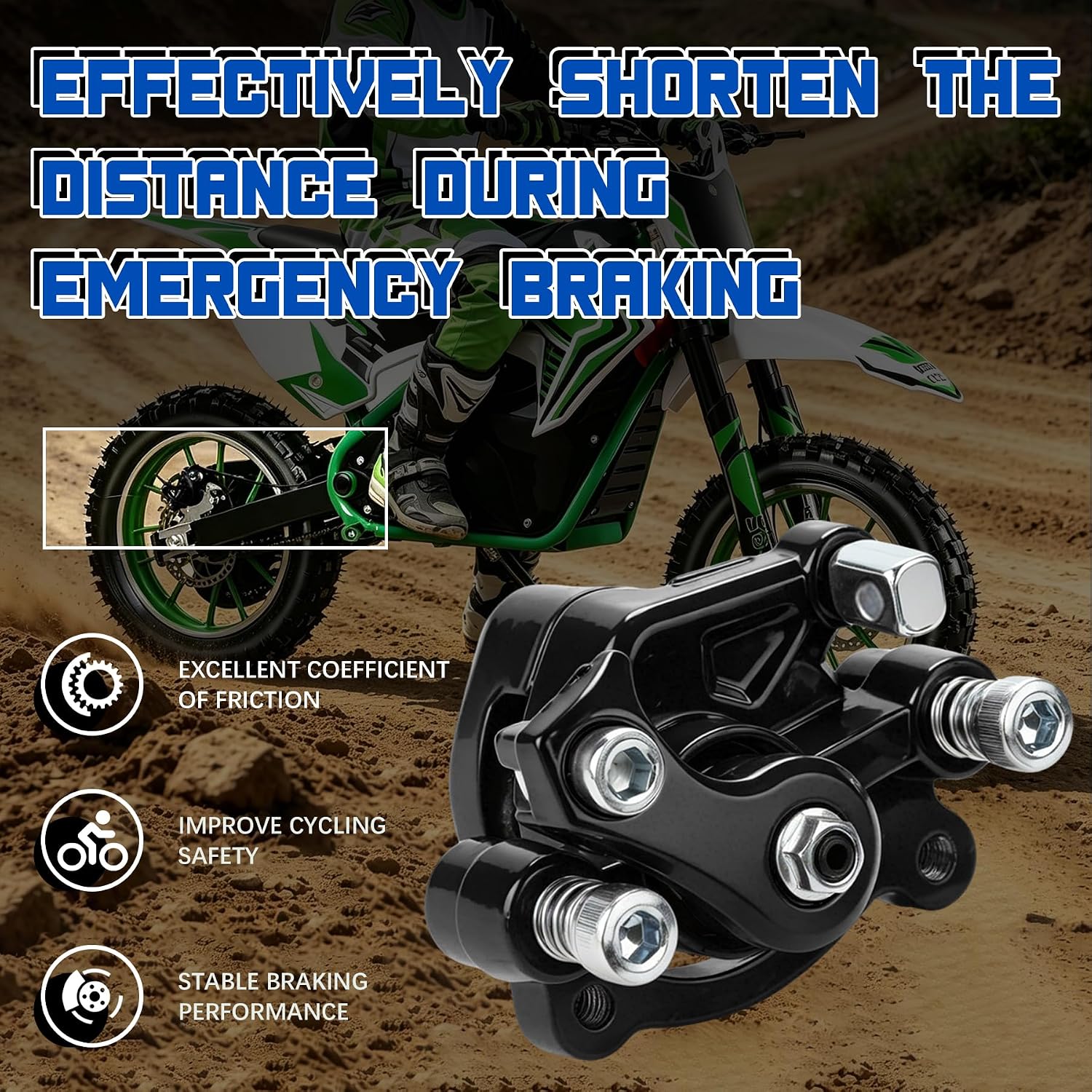 Mini Bike Rear Brake Caliper with Brake Pads for Coleman CT100U CC100X RB100 B100 Baja DB30 Dirt Bug Motovox MBX10 MBX11 105cc 99cc 97cc 79cc 2.5hp 2.8hp Monster Moto MMB-80 MM-B105 Parts (BLACK)