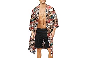 Men's Lightweight Printed Japanese Kimono Robe