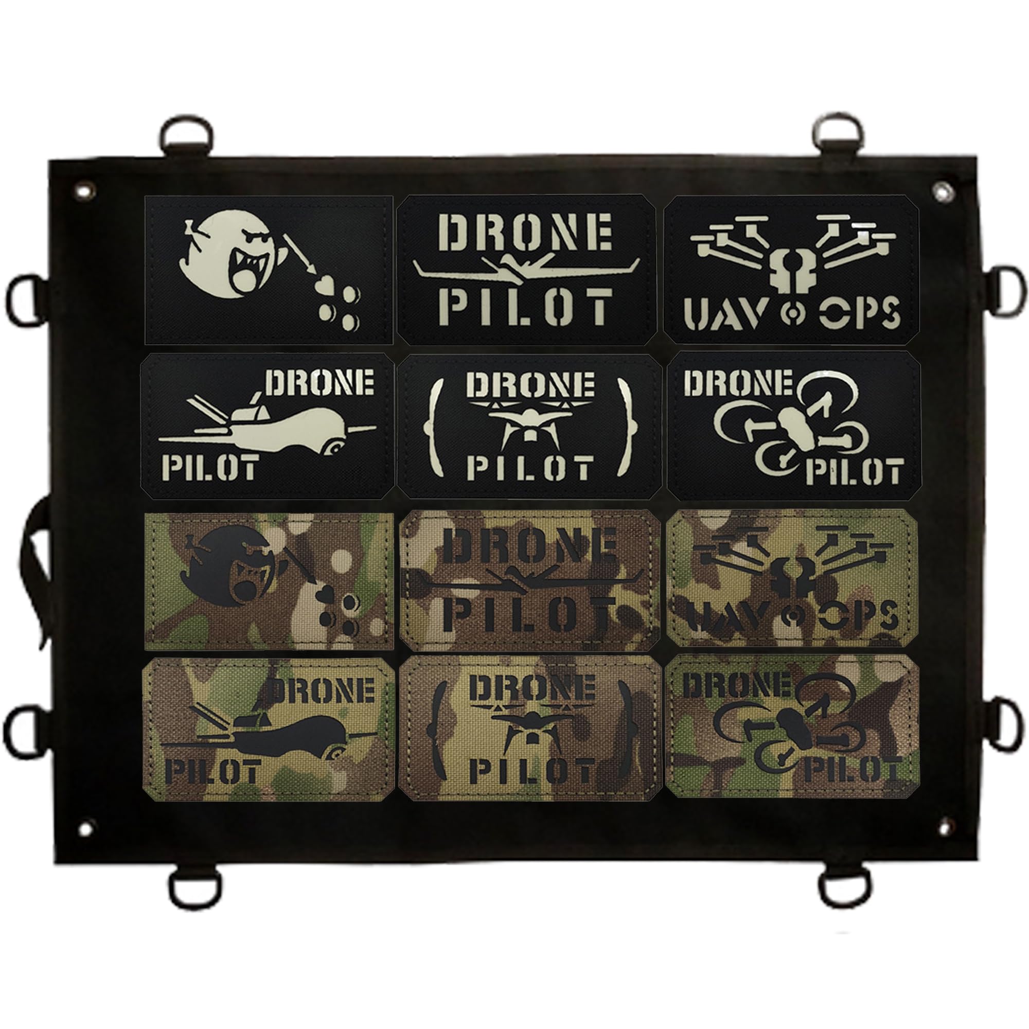 Tableau D'écussons Tactiques Pour Militaires Avec Bande Velcro - Pliable - Noir