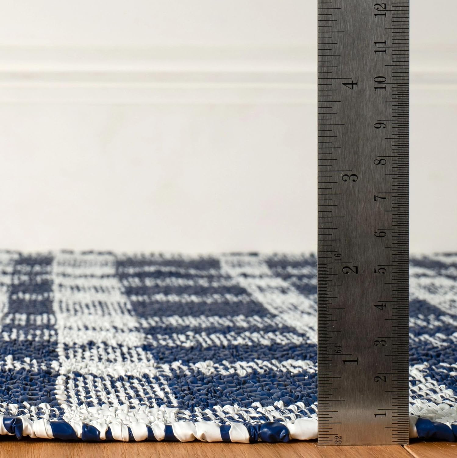 Dash & Albert Tattersall Navy Handwoven Indoor/Outdoor Rug, 2 X 3 Feet, Blue/White Solid Pattern - Premium Luxury Hotel Quality Soft Breathable Hypoallergenic Machine Washable Easy Care All Season