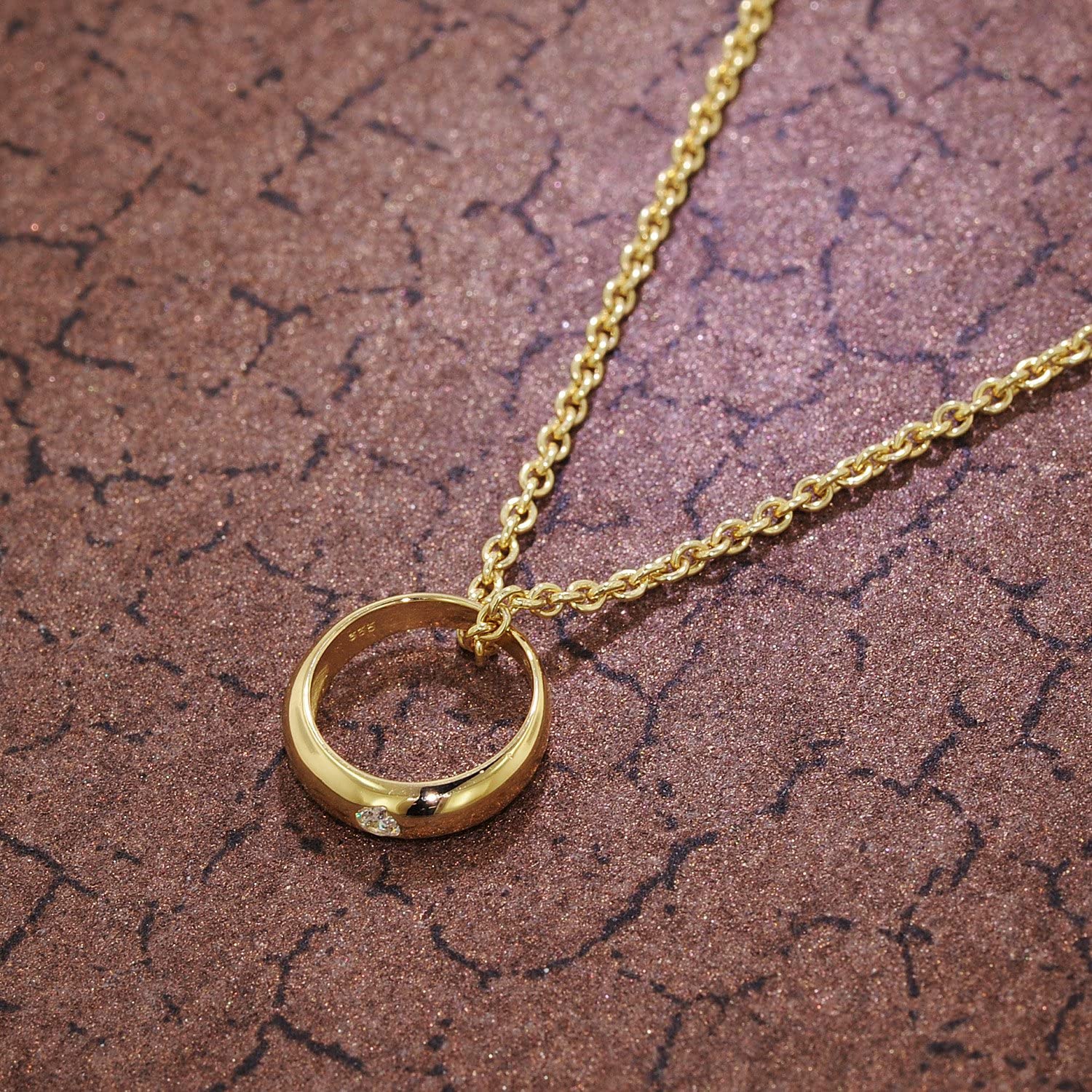 trendor Anhänger Taufring Gold 333 mit goldplattierter Silberkette 39475