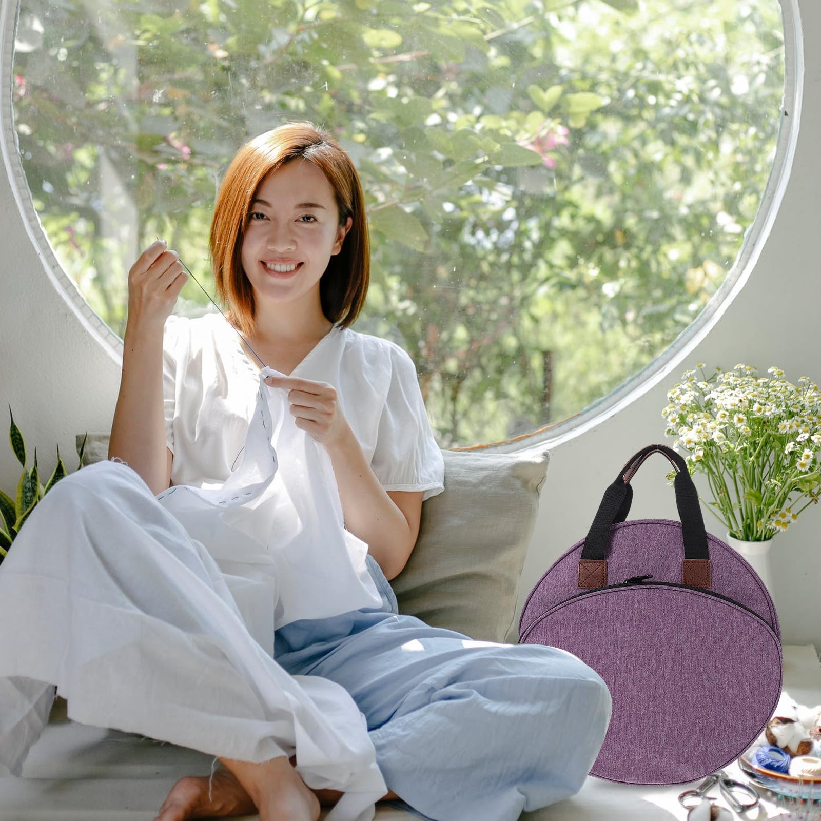 Bolsa de Almacenamiento para Kit de Bordado para Manualidades, Púrpura