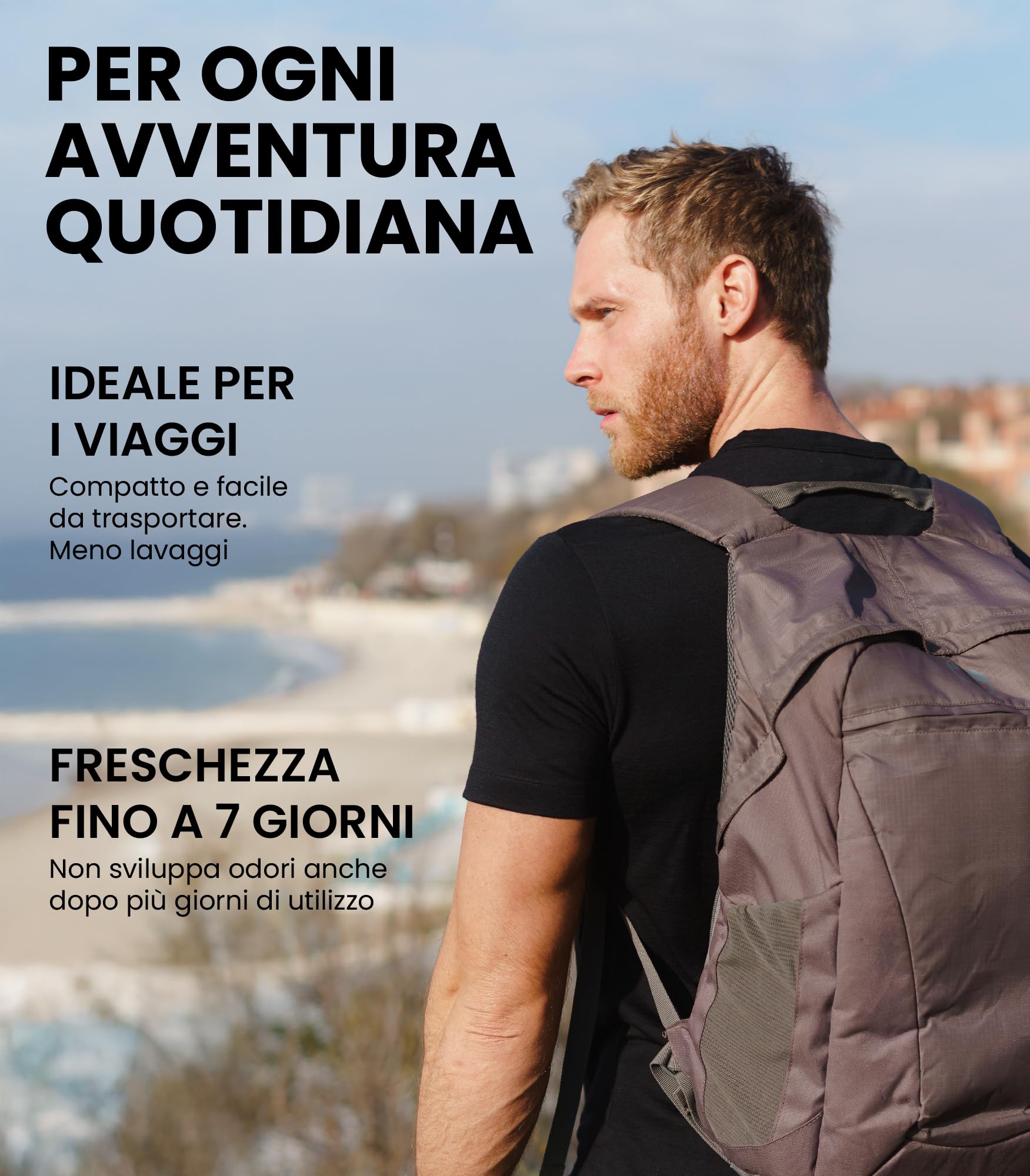 Merino.tech Maglietta Lana Uomo - 100% Biologica Merino, Intimo Lana Merinos Uomo Leggero