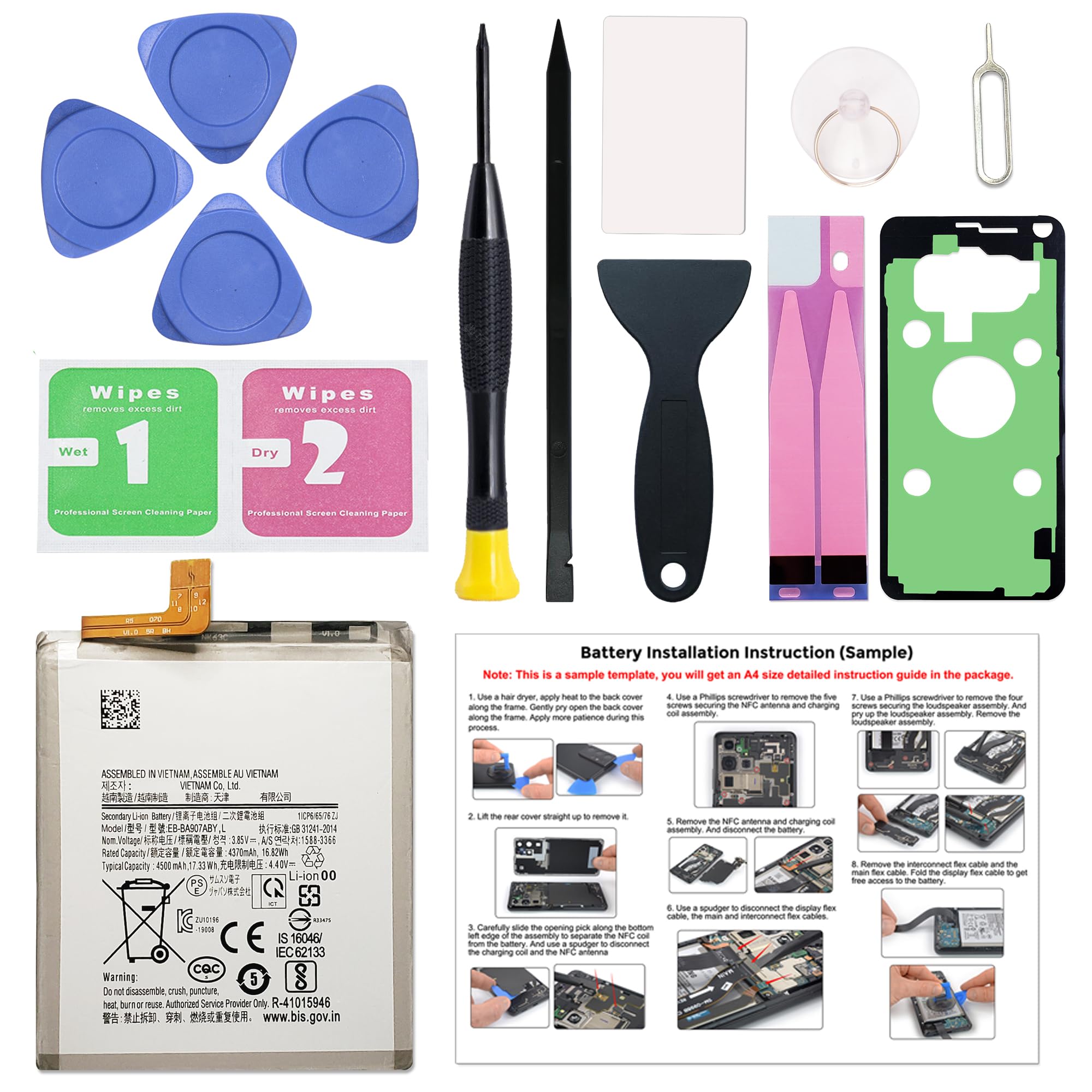 New Upgraded Battery for Galaxy A71 5G, EB-BA907ABY Replacement Battery Compatible with Samsung A71 5G, with Repair Tools & Instruction