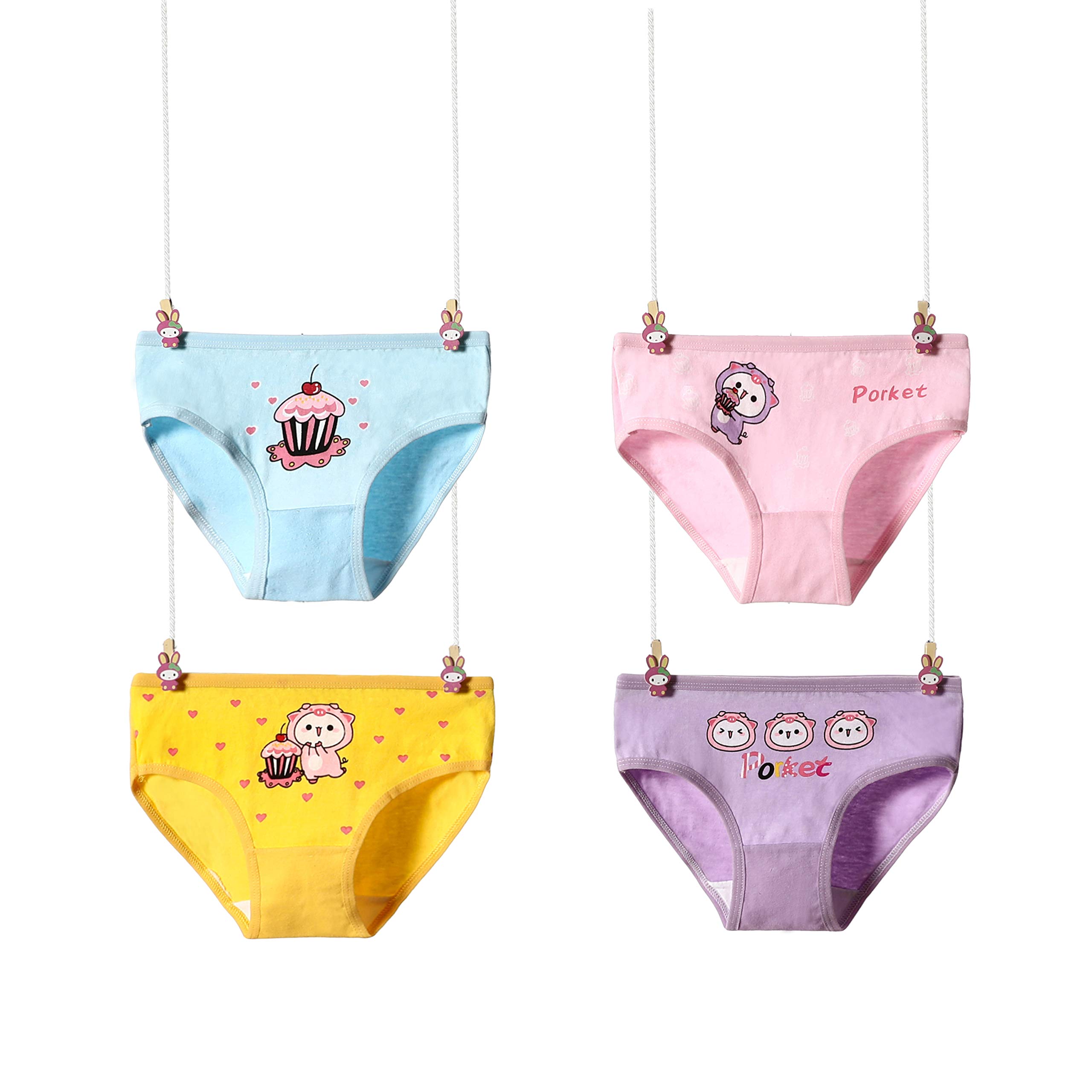 Babyqlo Cute Porket with Cupcake Printed Cotton Panties Pack of 4 - Multicolor