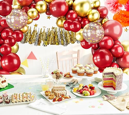 Miniatura 4 de Kit de arco de globos de oro burdeos, 148 globos metálicos de confeti para cumpleaños, aniversarios, Año Nuevo, compromisos, bodas y fiestas de