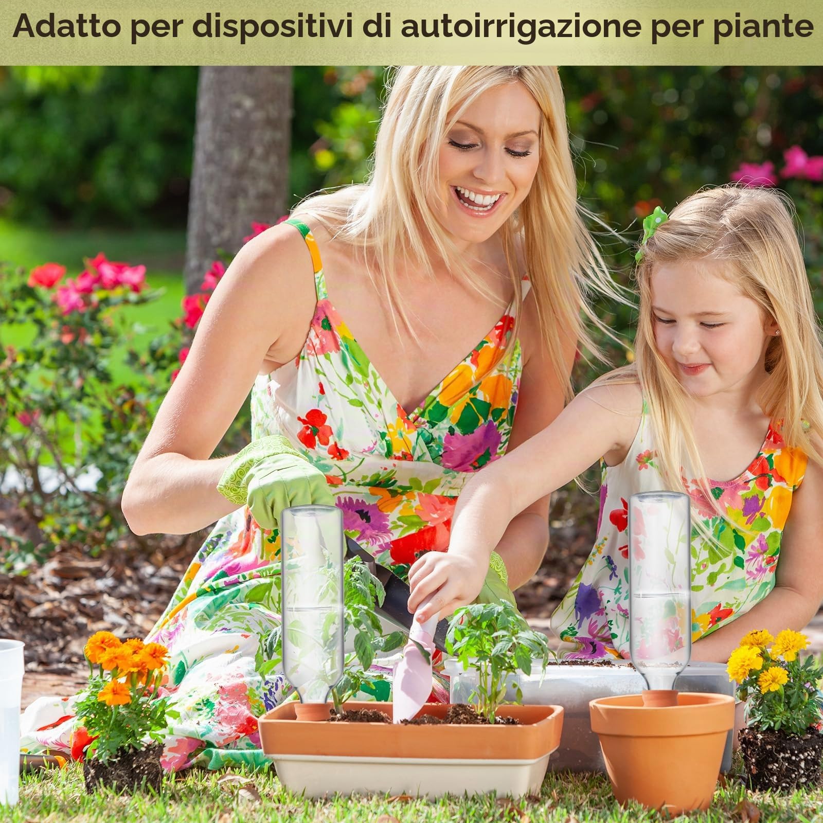 Geiserailie 4 Sets Dispositivi Automatici per Irrigazione delle Piante Cono di Irrigazione in Terracotta con Flaconi da 750 ml Argilla per Piante in Argilla a Rilascio Lento per Vacanze