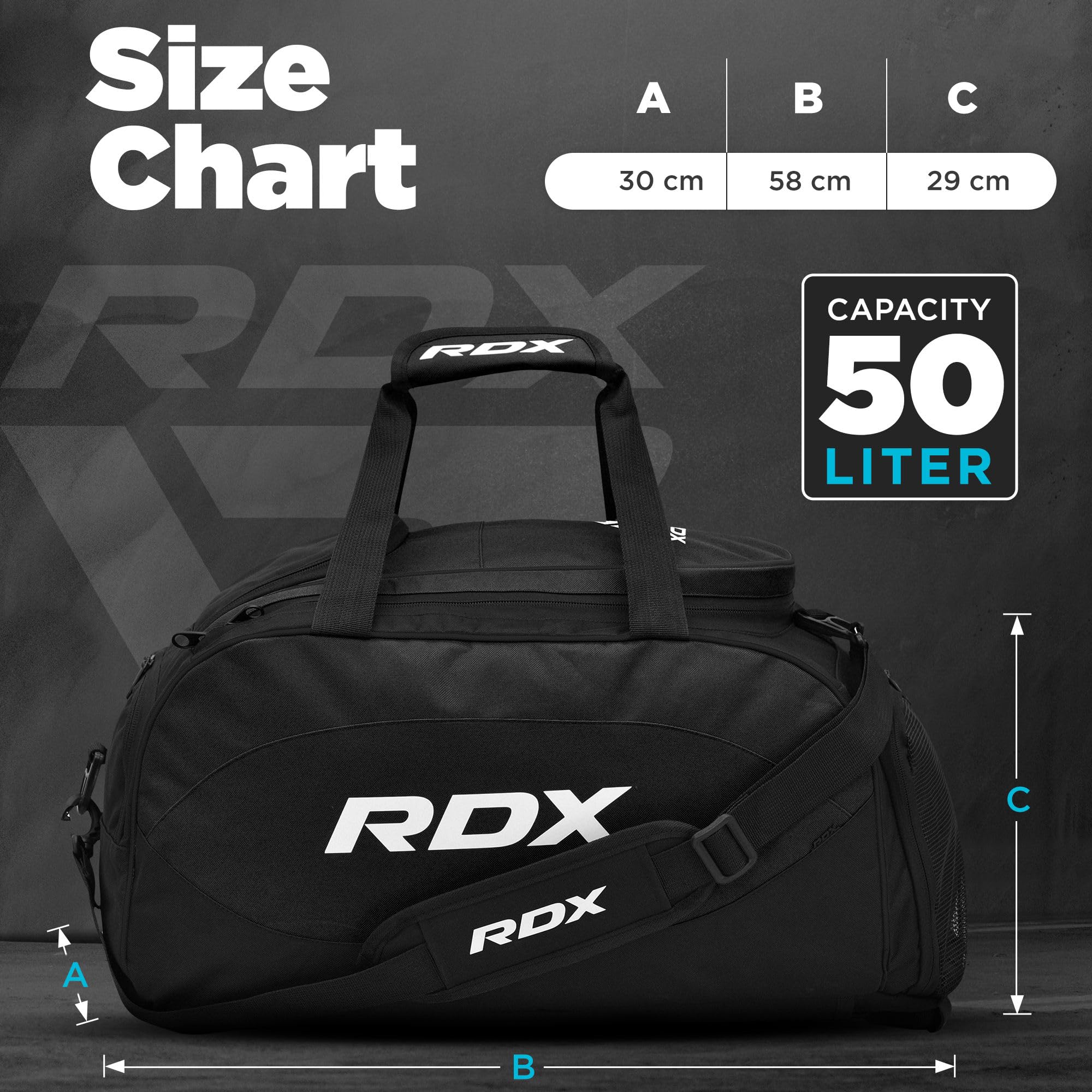 RDX Borsone Palestra Borsa Gym Borsello Sport Fitness Boxe Sportiva Arti Marziali Bag Allenamento