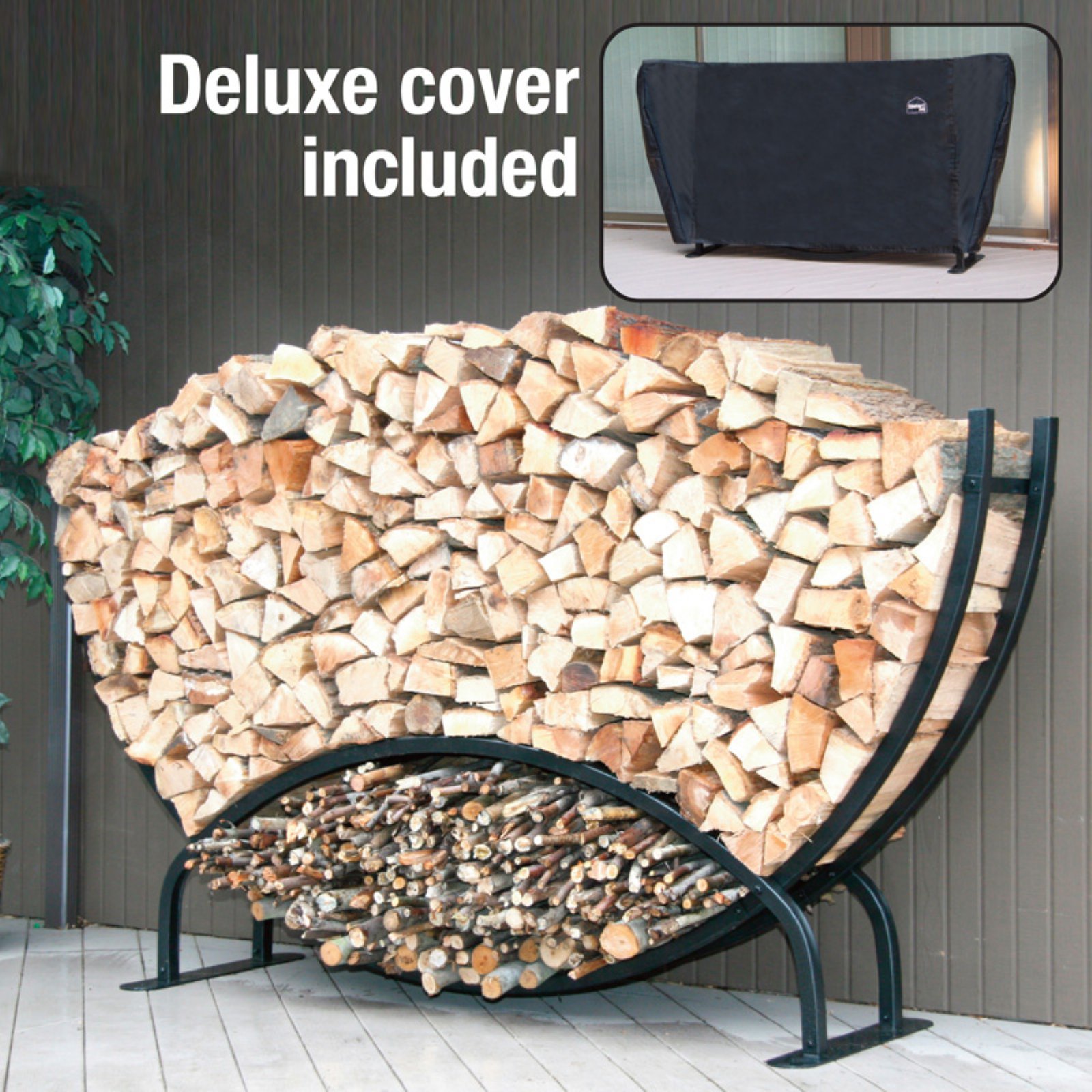 Shelterit Round Firewood Log Rack With Kindling Wood Holder