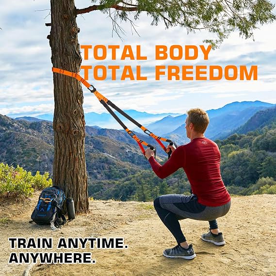 Home Resistance Training Kit, Suspension Trainer Straps with Adjustable Extension, Door Anchor, and Carry Bag Strength Training Equipment for Full Body Bodyweight Workouts at Home or Outdoors