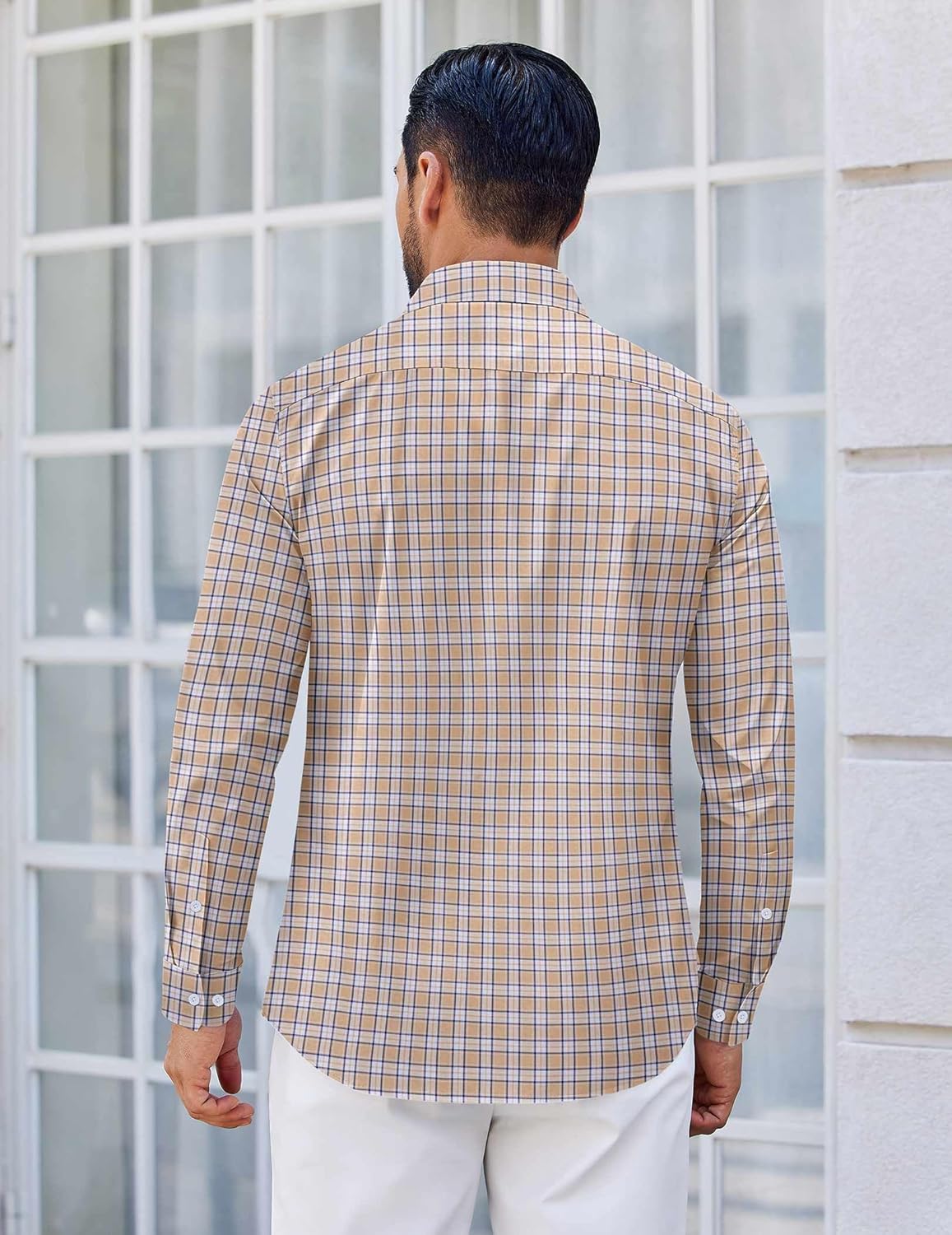 COOFANDY Men's Long Sleeve Plaid Button Down Cotton Wrinkle Free Dress Shirt - Image 5