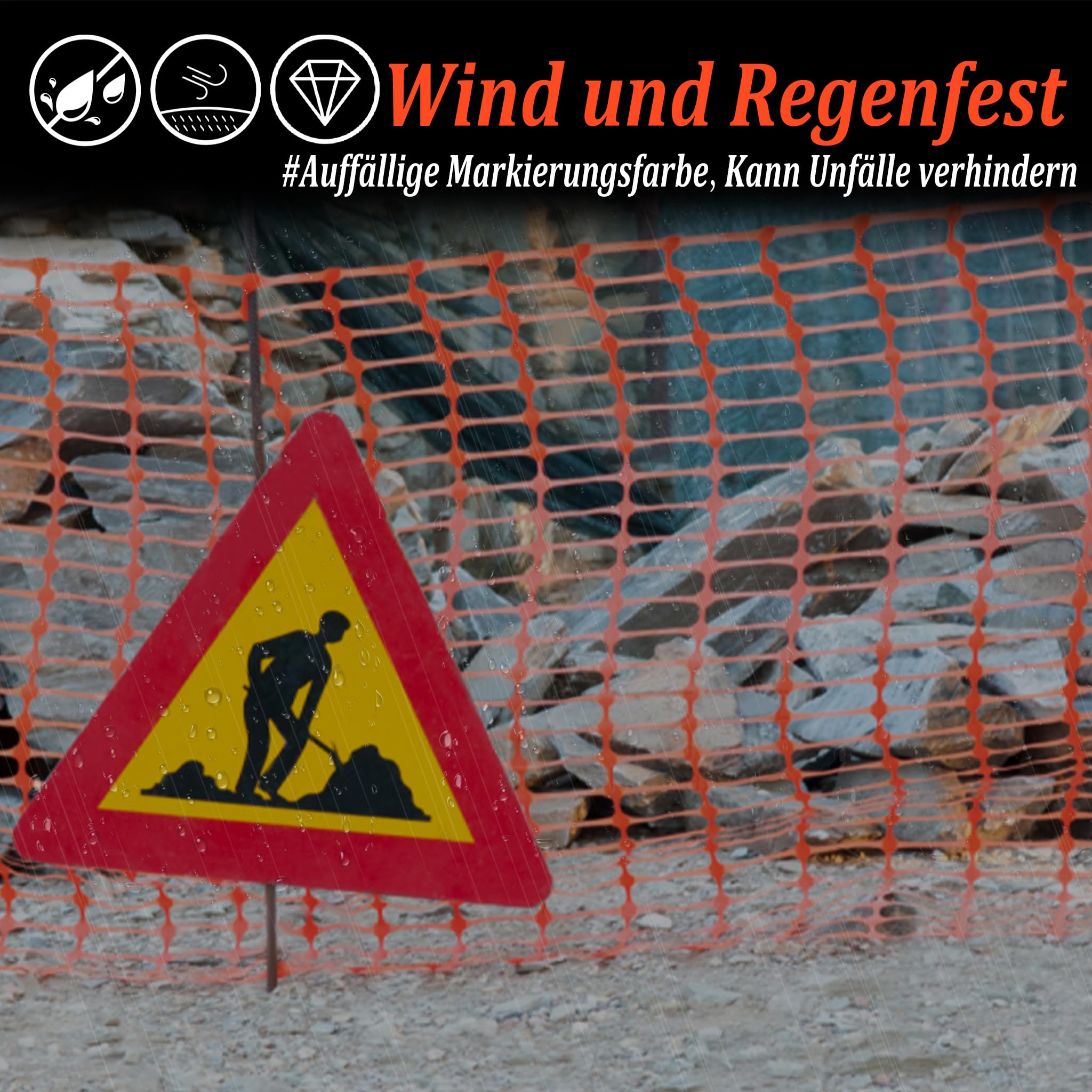 1m x 80m waarschuwingsnet bouwhek beschermnet barrièrehek wildhek