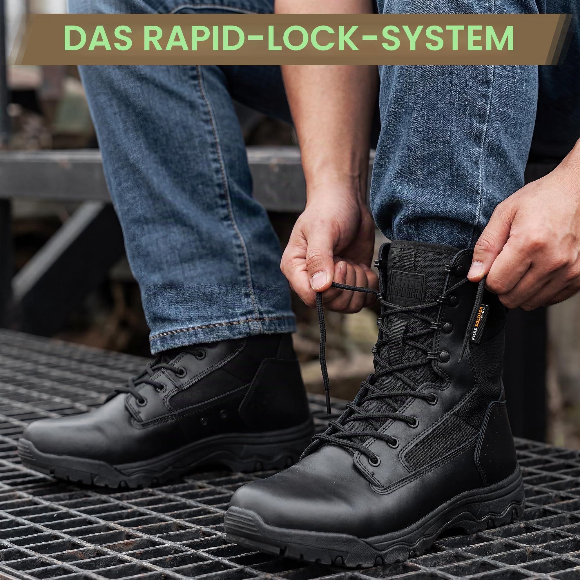 FREE SOLDIER Taktische Herrenstiefel 8 Zoll Leichte Kampfstiefel Langlebige Wildleder Militärische Arbeitsstiefel Wüstenstiefel