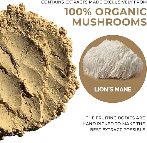 Miniatura 3 de Real Mushrooms Suplemento orgánico en polvo de melena de león para cognición y apoyo inmunológico 60 porciones y 5 Defenders Chocolate 2 onzas con