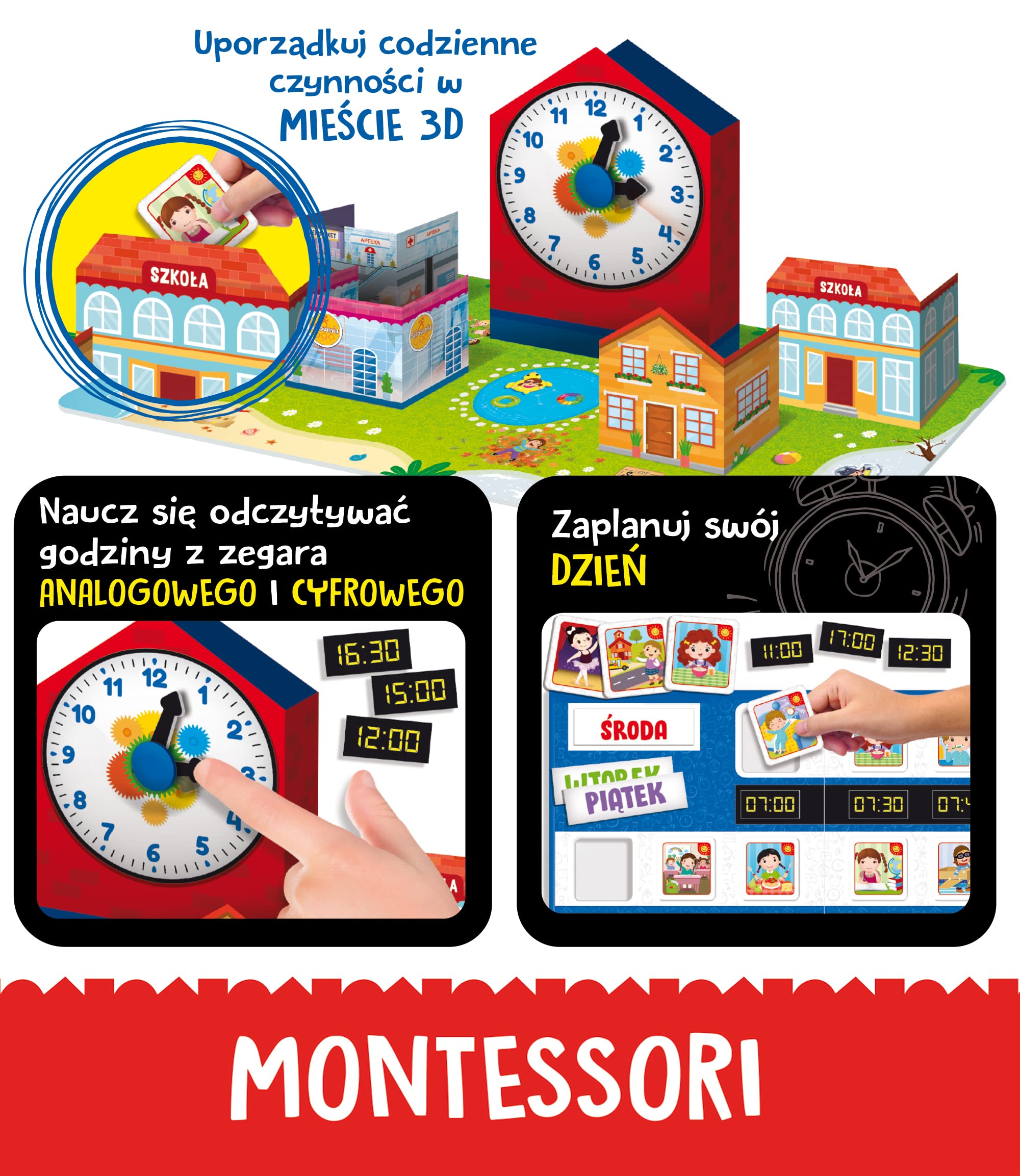 Lisciani Montessori Mein Tag – Plan Learn!, Jeu pour enfants, saisons, temps, calendrier, heure, 5+