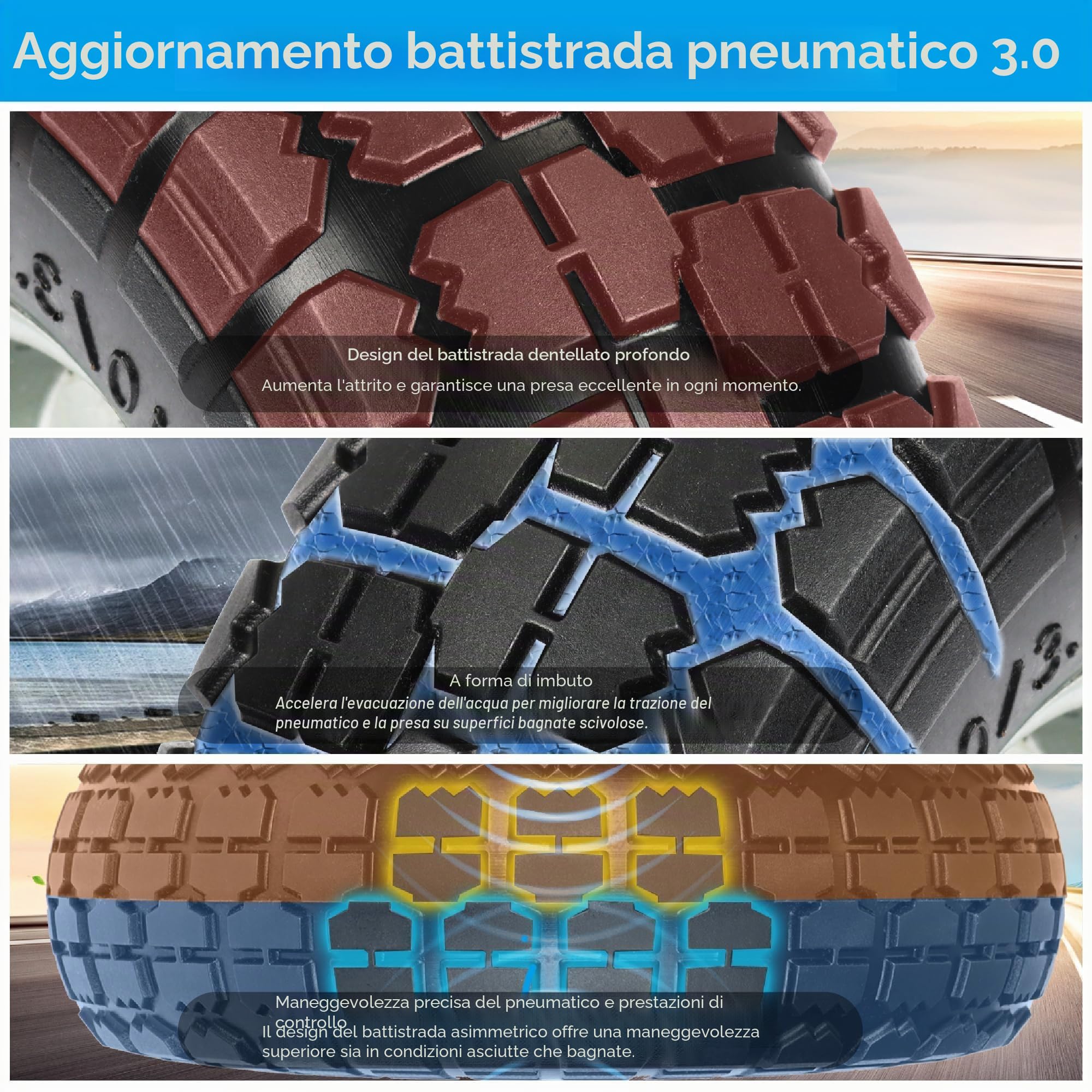 Ruote per carrello: set di 2 pneumatici in gomma piena 4.10 3.50-4, ruote di ricambio per carretto da trasporto 260 x 85 mm, (mozzo da 20 mm)