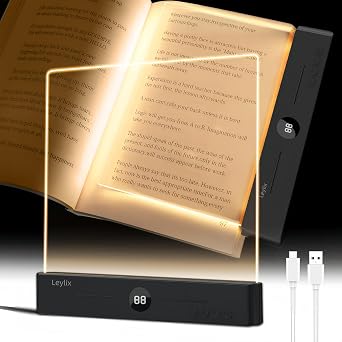 XL LED Flat Book Light for Reading at Night in Bed Page, Matte Black
