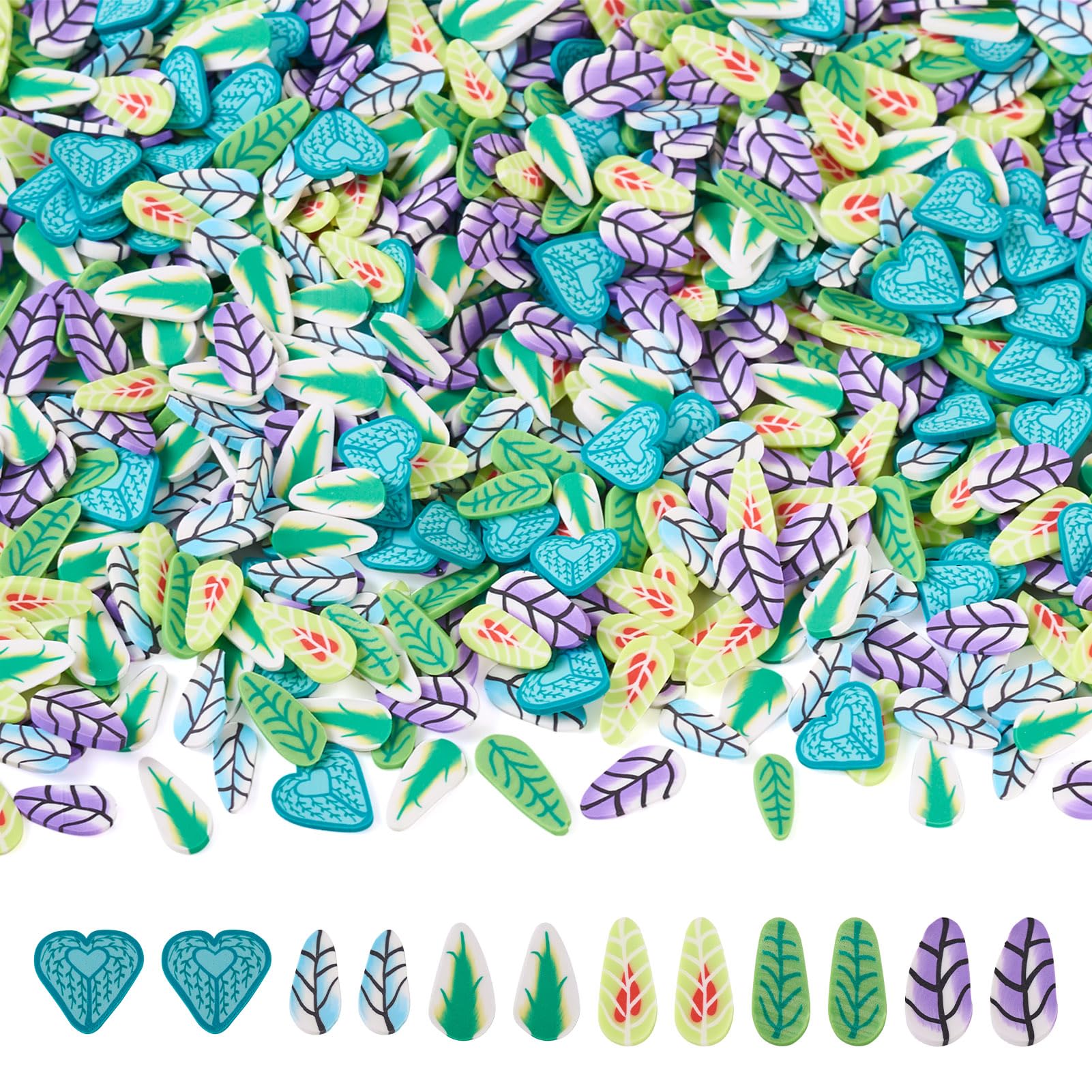 Beadthoven 60g Leaves Clay Slices Tree Handmade Polymer Clay Cabochons Nail Art Slices for DIY Crafts Resin Making Cellphone Decoration
