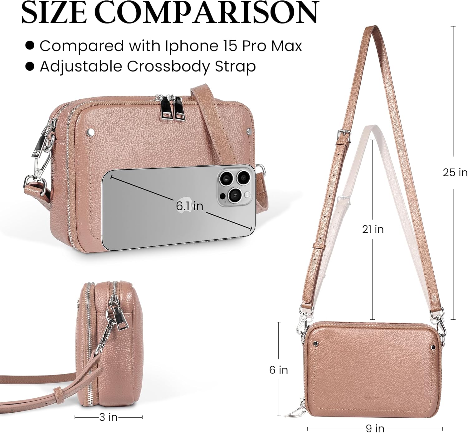 befen Genuine Leather Crossbody Bags for Women, Purses with Built in RFID Wallet Woman Camera Shoulder Bag Handbags | Genuine Leather, Built in RFID Wallet, Genuine Leather, Built in RFID Wallet - Image 6