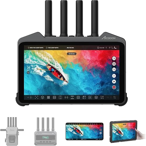 Accsoon CineView M7H Pro 4K60 Wireless Video HDMI Transmitter Receiver&Camera Monitor 7inch, 1200FT 60ms Latency with Camera Control 3D Luts, 4 Devices Monitoring, Pair CineView Master 4K/SE 4K/HE/SE