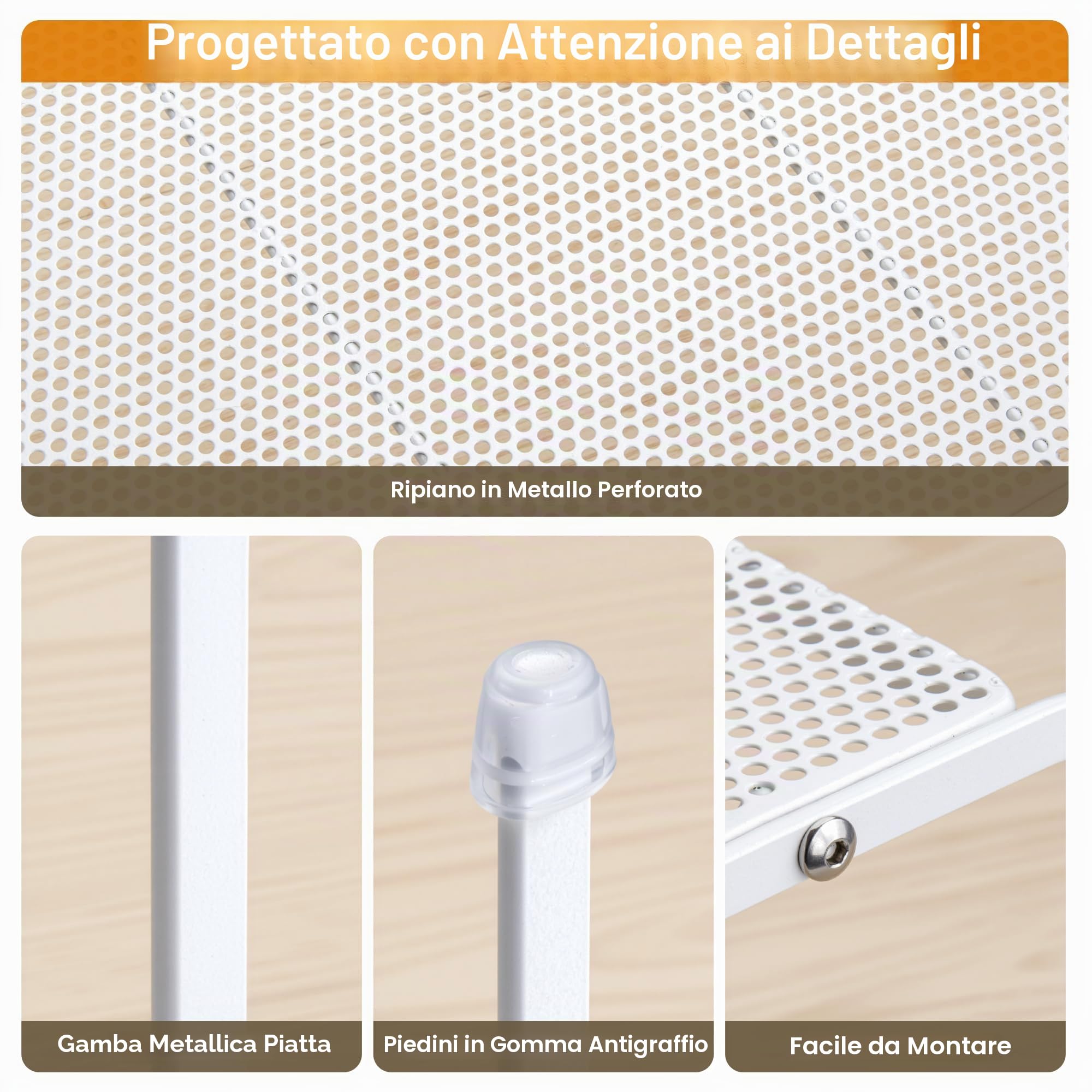 QIWODE Set di 3 organizzatori per armadio da cucina, mensola in metallo per spezie, piatti, vasetti, tazze, divisorio per cucina, dispensa, armadio, ufficio, bancone e frigorifero