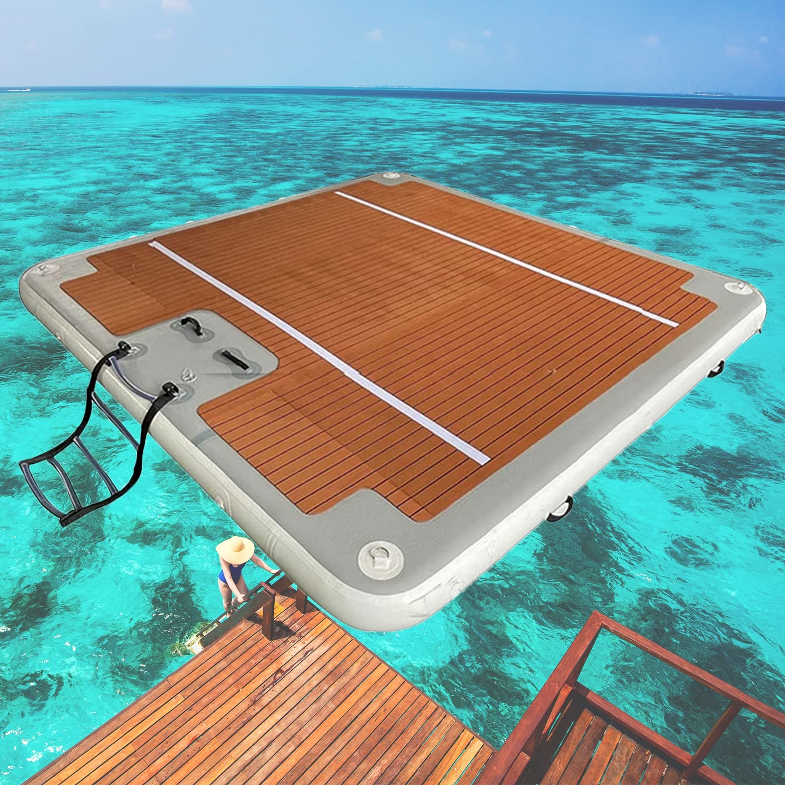 Buy Inflatable Floating Dock Platform, 10FT Moving Platform with