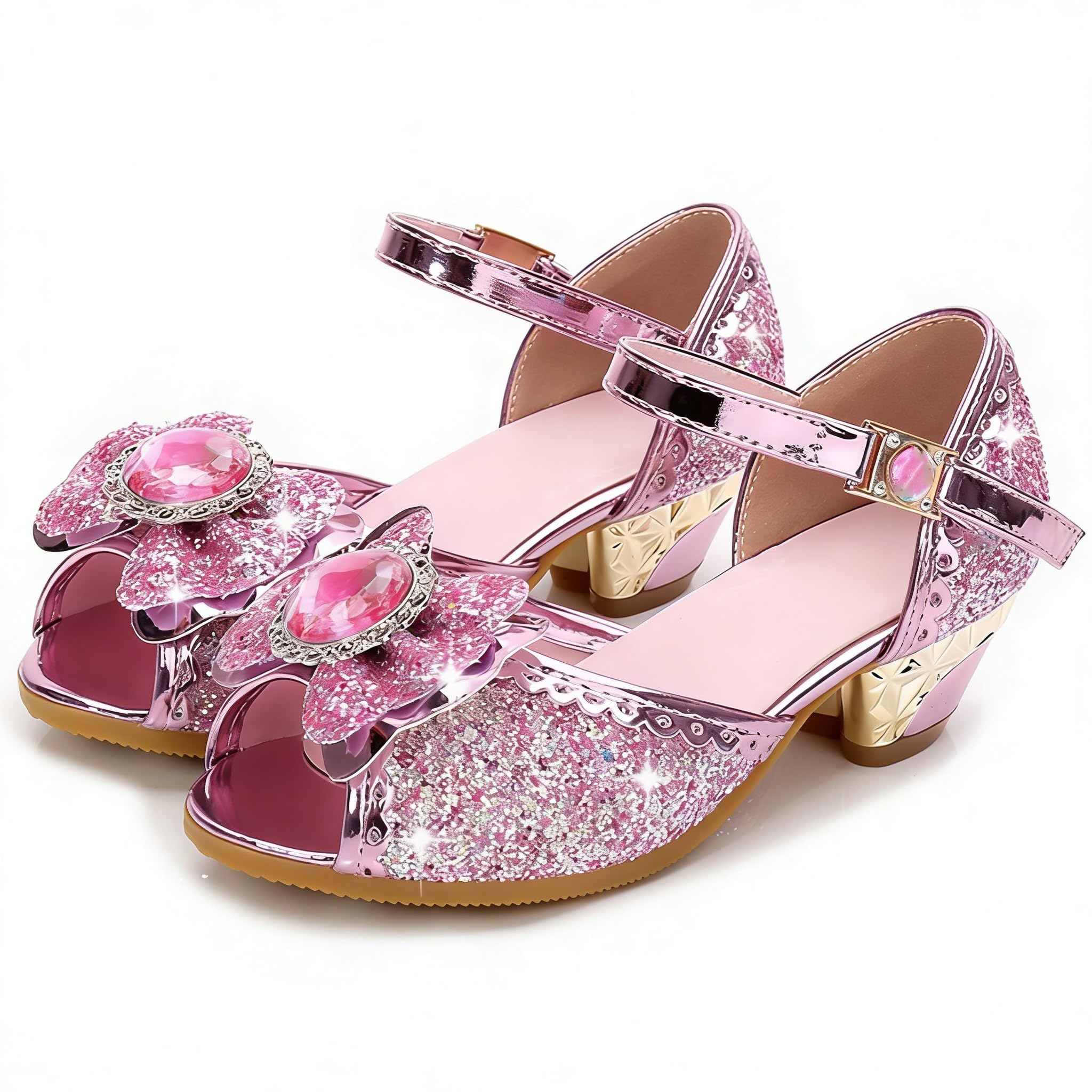 Scarpe Glitterate con Tacchi per Ragazza Sandali con Paillettes Cosplay Scarpe Carnival Princess Danza Matrimonio Carnevale Compleanno Festa