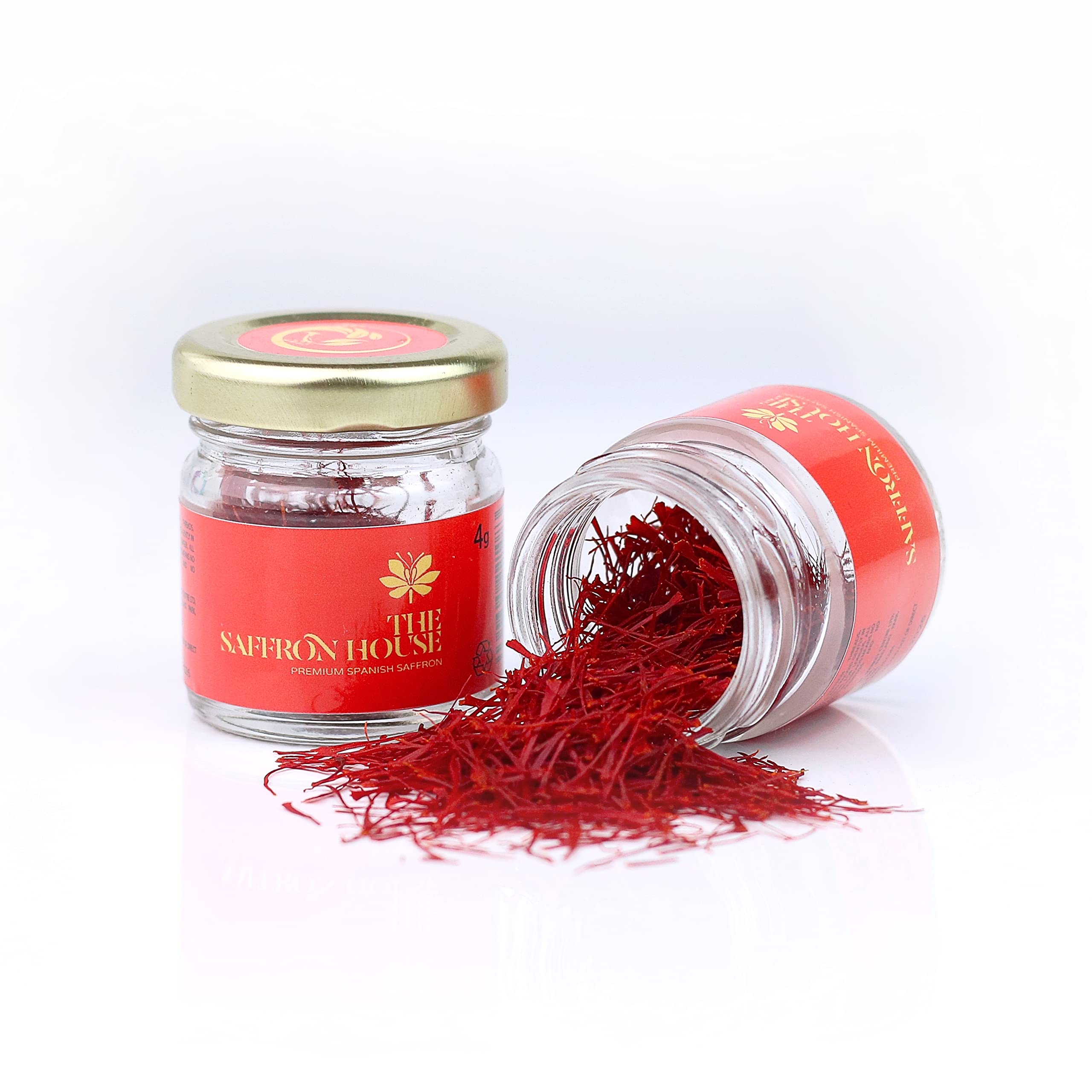 The Saffron House All Red Genuine Saffron Threads in glass jars - Premium Grade A Saffron (0.07 Ounces - 2 Grams)