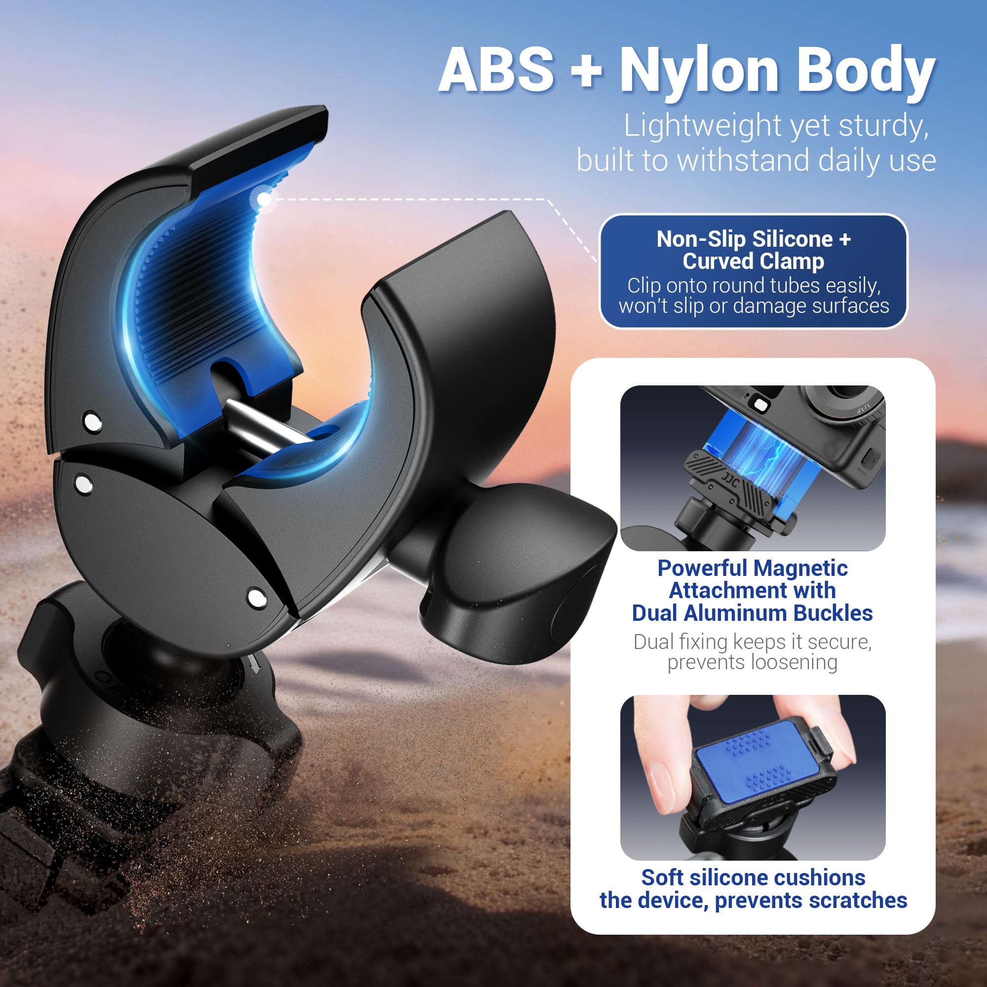 JJC Osmo Action 6 Nano Halterung Fahrrad Lenker,Magnetische Halterung Klemme Motorrad für DJI Osmo Nano & Action 6,Schnellverschluss Magnethalterung Kugelkopf Adapter Action6 Osmonano Halter Zubehör - 3