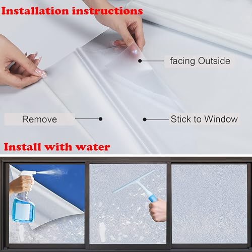 Miniatura 2 de Película de privacidad para ventana película de vidrio esmerilado con bloqueo solar película de vidrio extraíble estática no adhesiva vinilo opaco