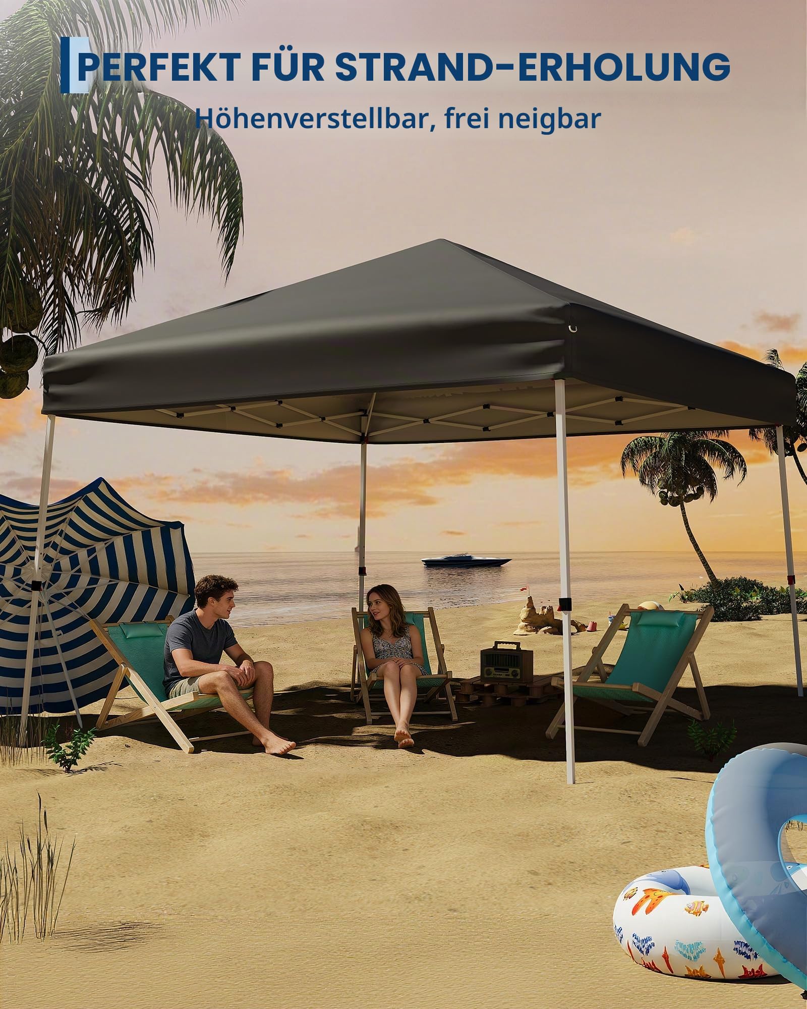 Pop Up Pavillon Mit Überdachung, Faltbares Outdoor Gazebo, Tragbar Faltpavillon Gartenzelt UV-Schutz, Tragetasche, Leichter Regenschutz, Ideal Für Garten, Terrasse, Party, Strand, Grau