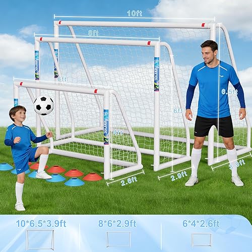Miniatura 5 de Soccer Goal for Backyard 10×6.5, 8×6 and 6×4 FT Soccer Goals Weatherproof and Portable HPVC Soccer Goal with Soccer Target Net and Carry Bag for