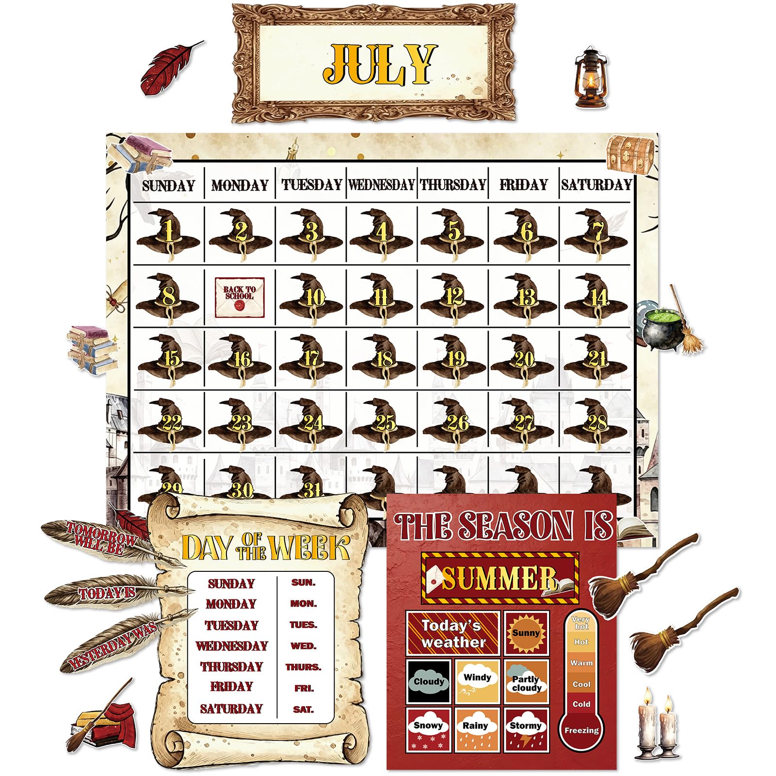 �️ Magic classroom Calendar Bulletin Board Back to School Season Weather Chart — deal on Shopping With Noya