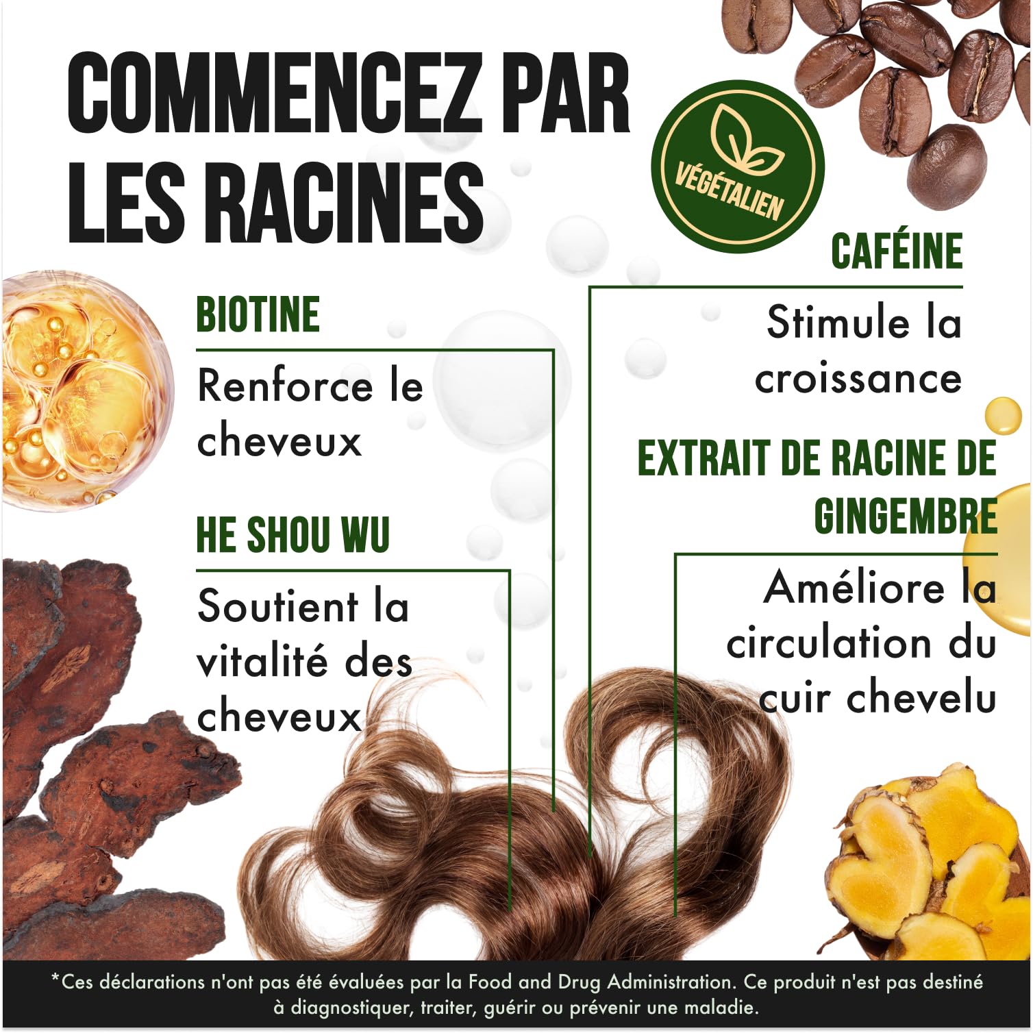 Serum Pousse Cheveux Spray | Favorise la Pousse des Cheveux très rapide | Huile Pousse Cheveux Spray de la Biotine, Caféine, de l'huile de Ricin et de l'Aminexil (3 mois d'utilisation)