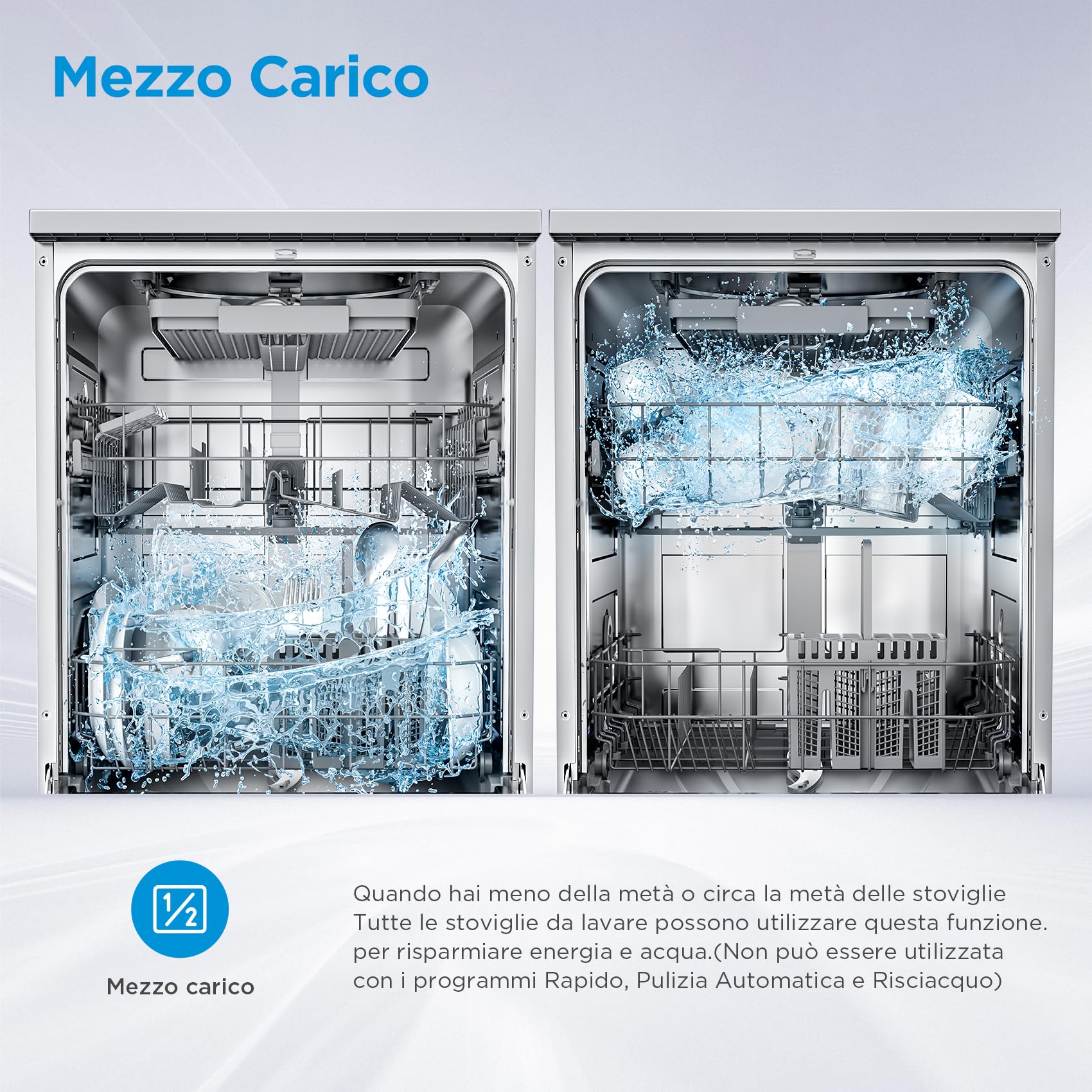 Midea MDWPF1433CSS-W-EU Lavastoviglie a libera installazione con 14 coperti, 10 programmi, WiFi, Funzione Igiene, Apertura automatica, Partenza ritardata, Asciugatura automatica – Inox
