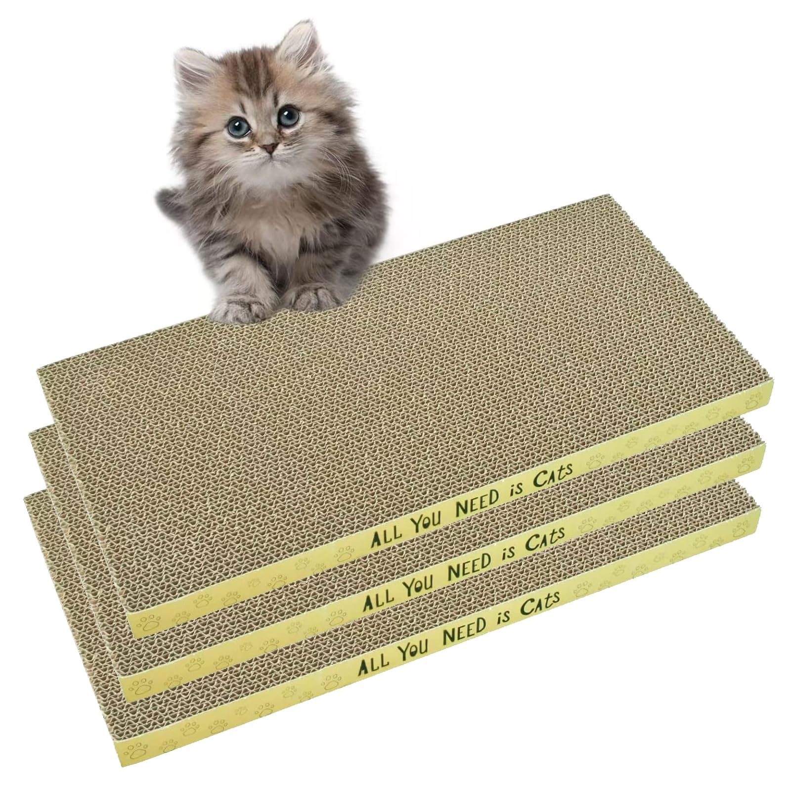 AccEncyc Rascador de cartón para gatos, Rasqueta para gatos de interior, 17 x 8.3 x 1 pulgadas, rascador corrugado de doble cara, suministros reutilizables para gatos, 1 paquete
