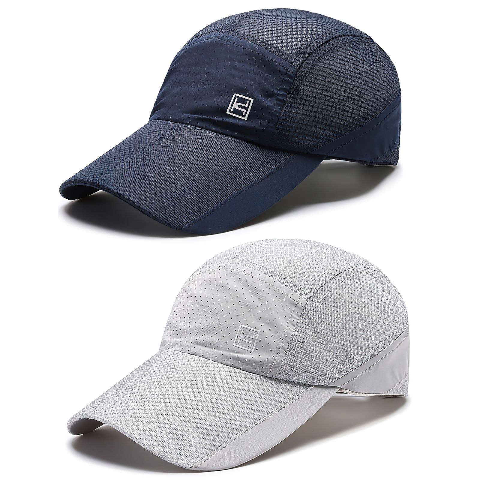 AYPOW ATPOW 2 Packs Gorra de BéIsbol de Secado Rápido Deportiva Hombre Mujer, Gorra Running de Protección Solar Malla Ligera Transpirable, Gorras de Verano Plegable Ajustable Sombreros de Verano Unisex