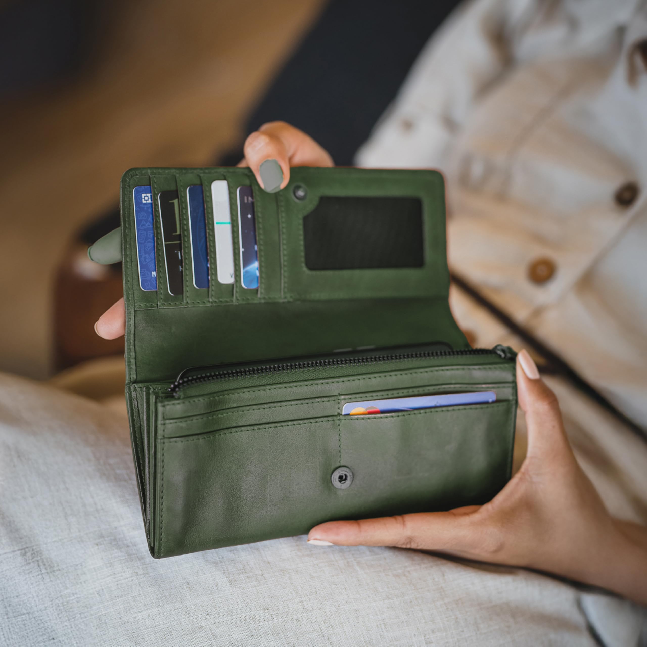 DONBOLSO® Geldbörse Florenz aus gewaschenem Leder für Damen mit RFID-Schutz- New