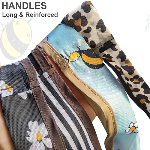 Miniatura 5 de HAPPYHEDI - Bolsas de comestibles plegables y reutilizables, lavables, asas largas, bolsa plegable, resistente a granel