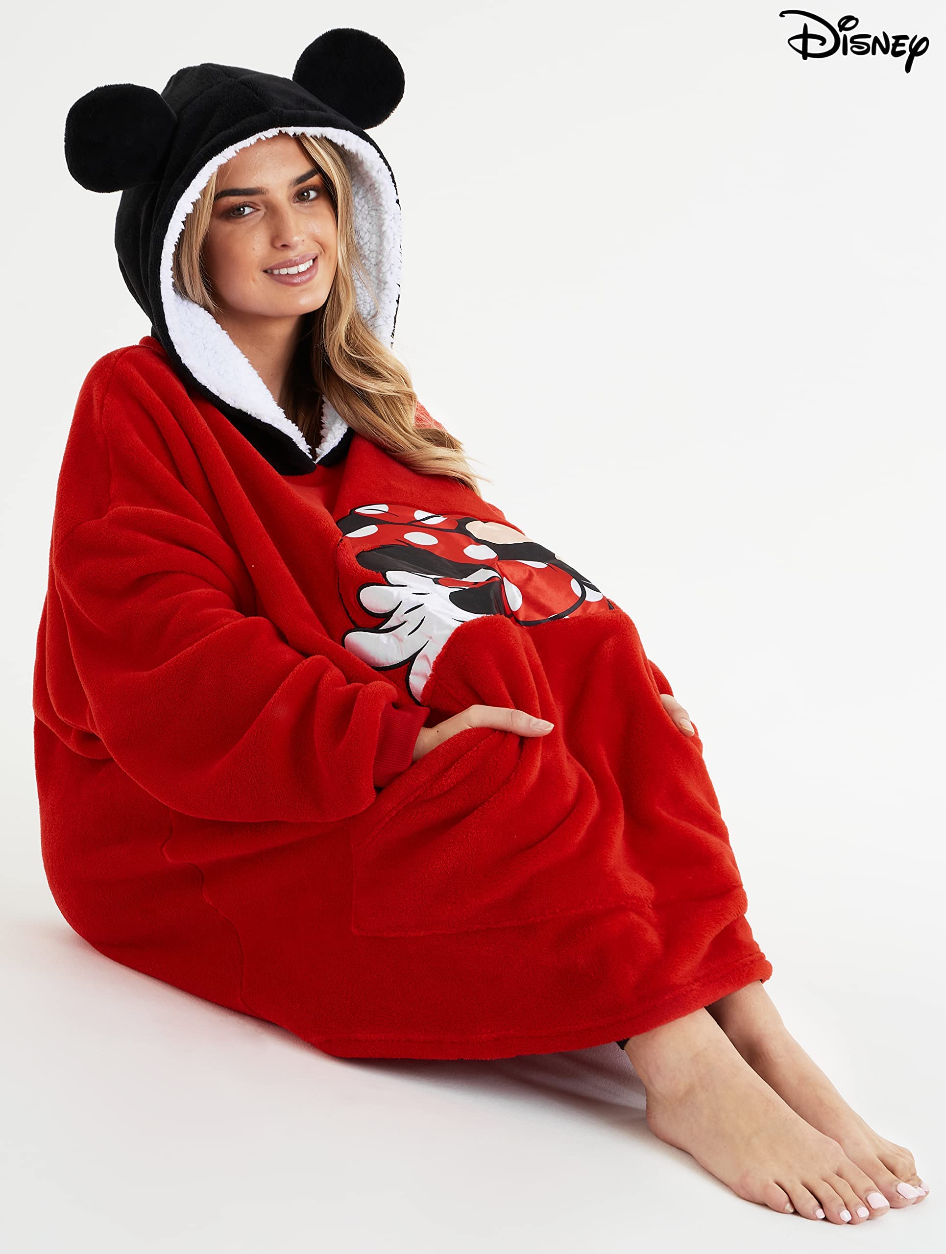Disney Felpa Donna con Cappuccio, Oversize Blanket Hoodie Calda di Pile Minnie e Mickey