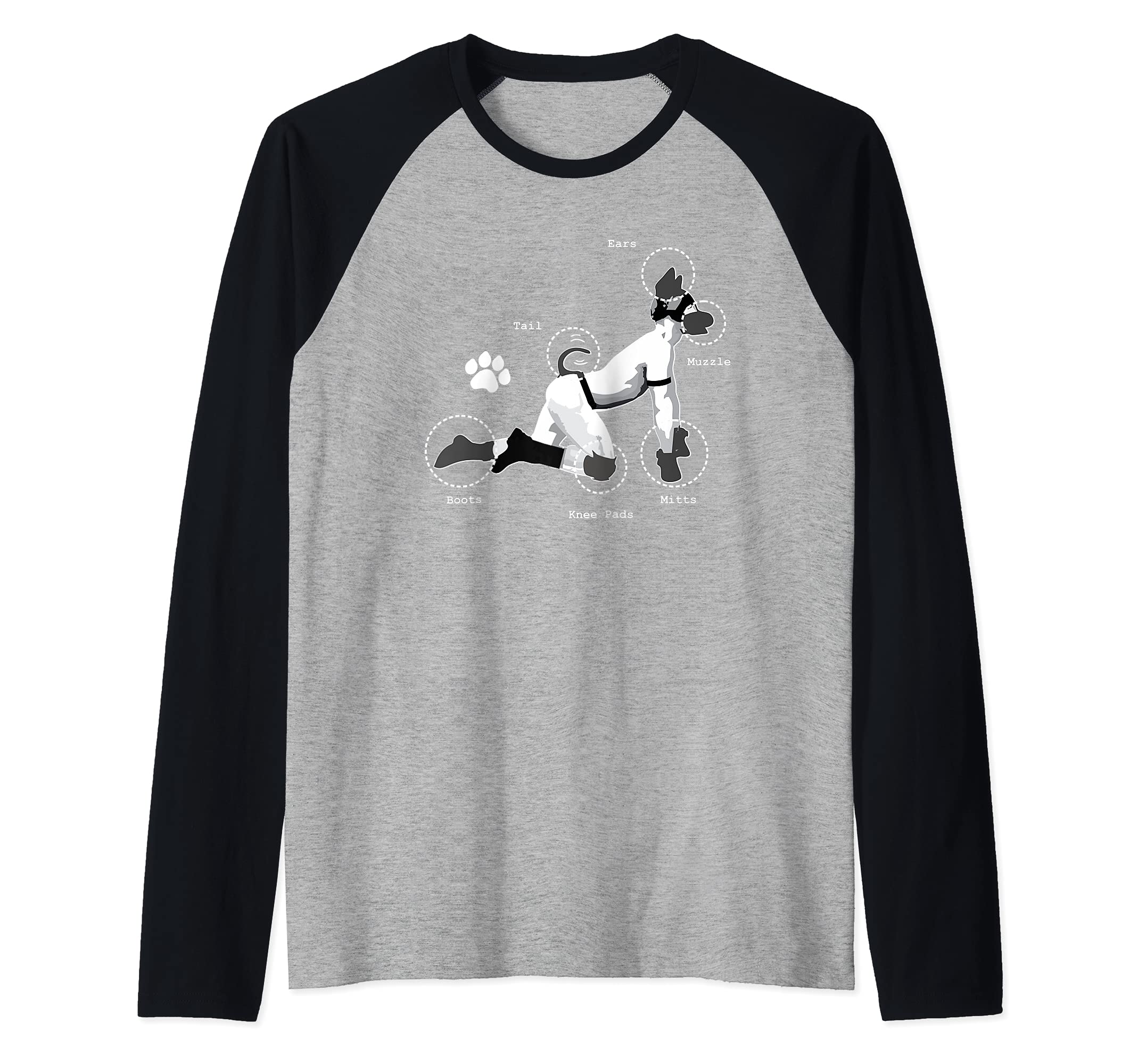 Gay Pride Puppy Diagram 2021 Raglan Baseball Tee, Black