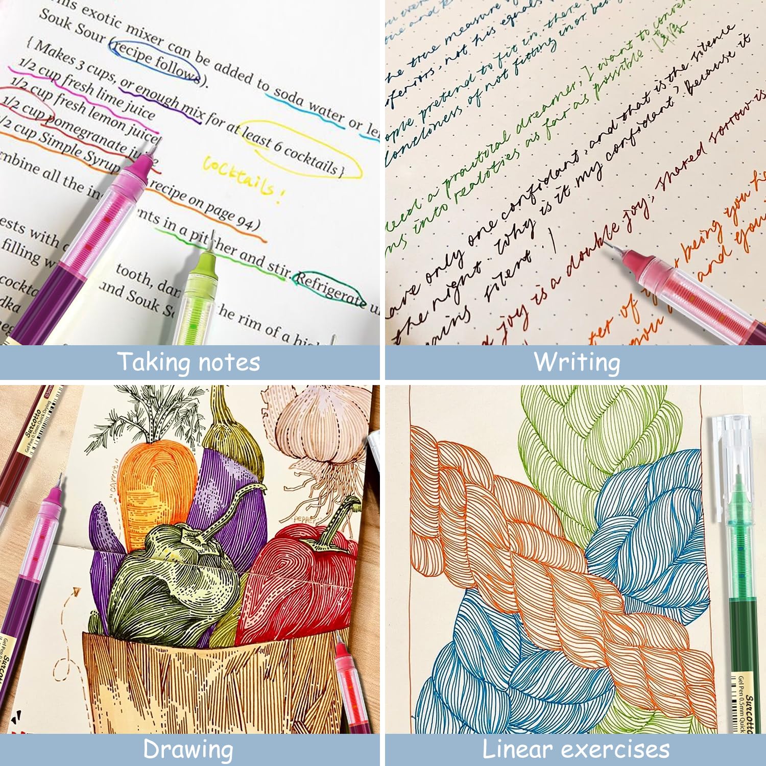 12 Penne Gel Nere Surcotto 0.5mm - Asciugatura Rapida Per Scrittura Precisa - Foto 14