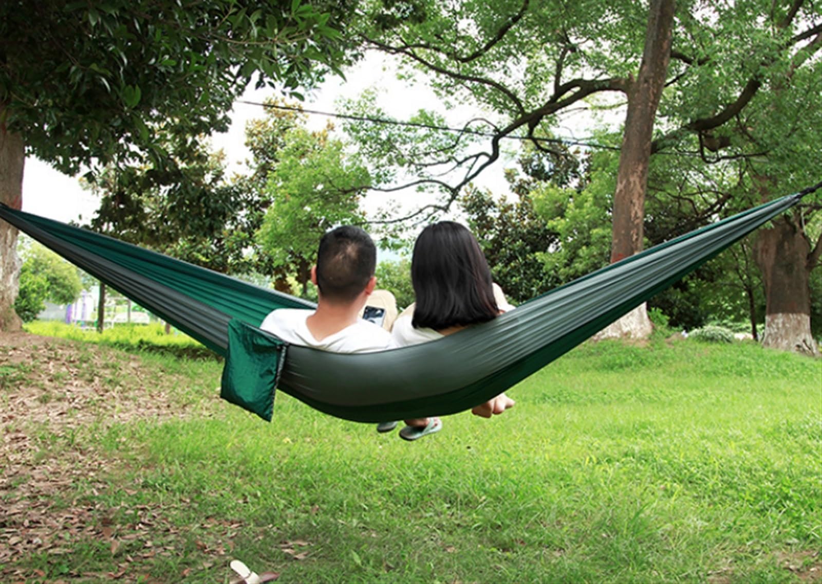 Hamaki na zewnątrz Camping Essentials przenośny hamak 305 x 180 cm, podwójny hamak na zewnątrz, piesze wycieczki i turystyczny hamak kempingowy (A)