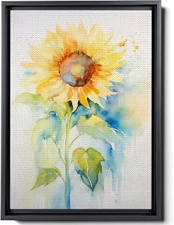 Sunflower Watercolor, Watercolor Print, Wall Art Canvas, Decor Canvas