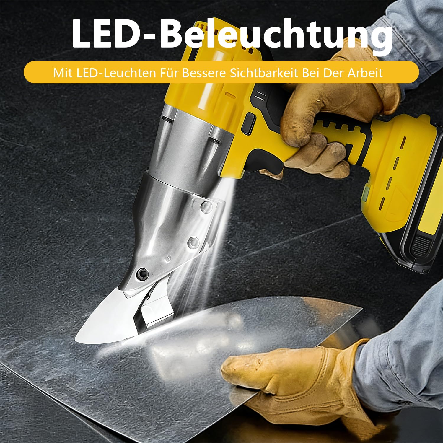 Tijeras de hojalata compatibles con batería Dewalt de 20 V, tijeras eléctricas de metal con cabezal giratorio de 360°, tijeras eléctricas sin escobillas para chapa, alfombras, tela, cuero, papel (sin