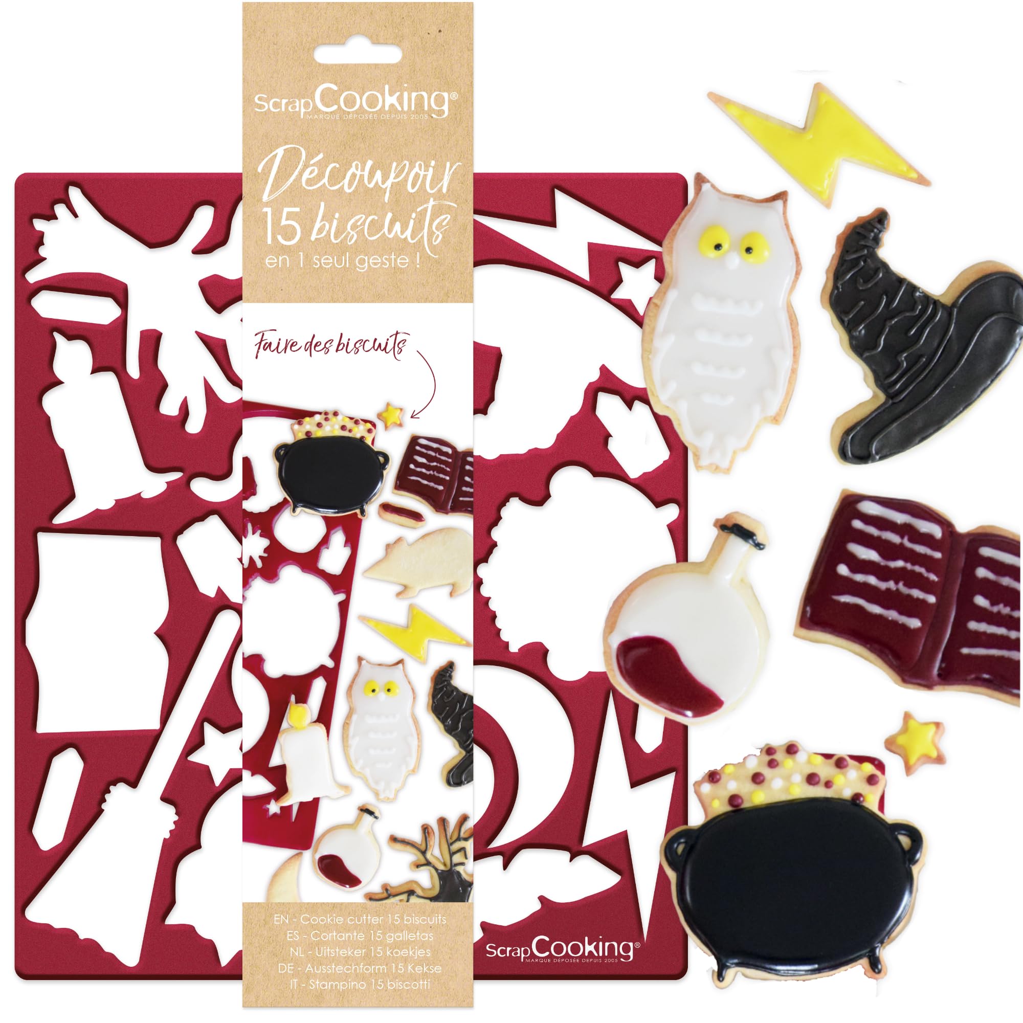 SCRAP COOKING - Biscuits Wizard Cutter Plate – Pastry Mould with Cookie Cutters for Biscuits, Sandy, Decoration 2066
