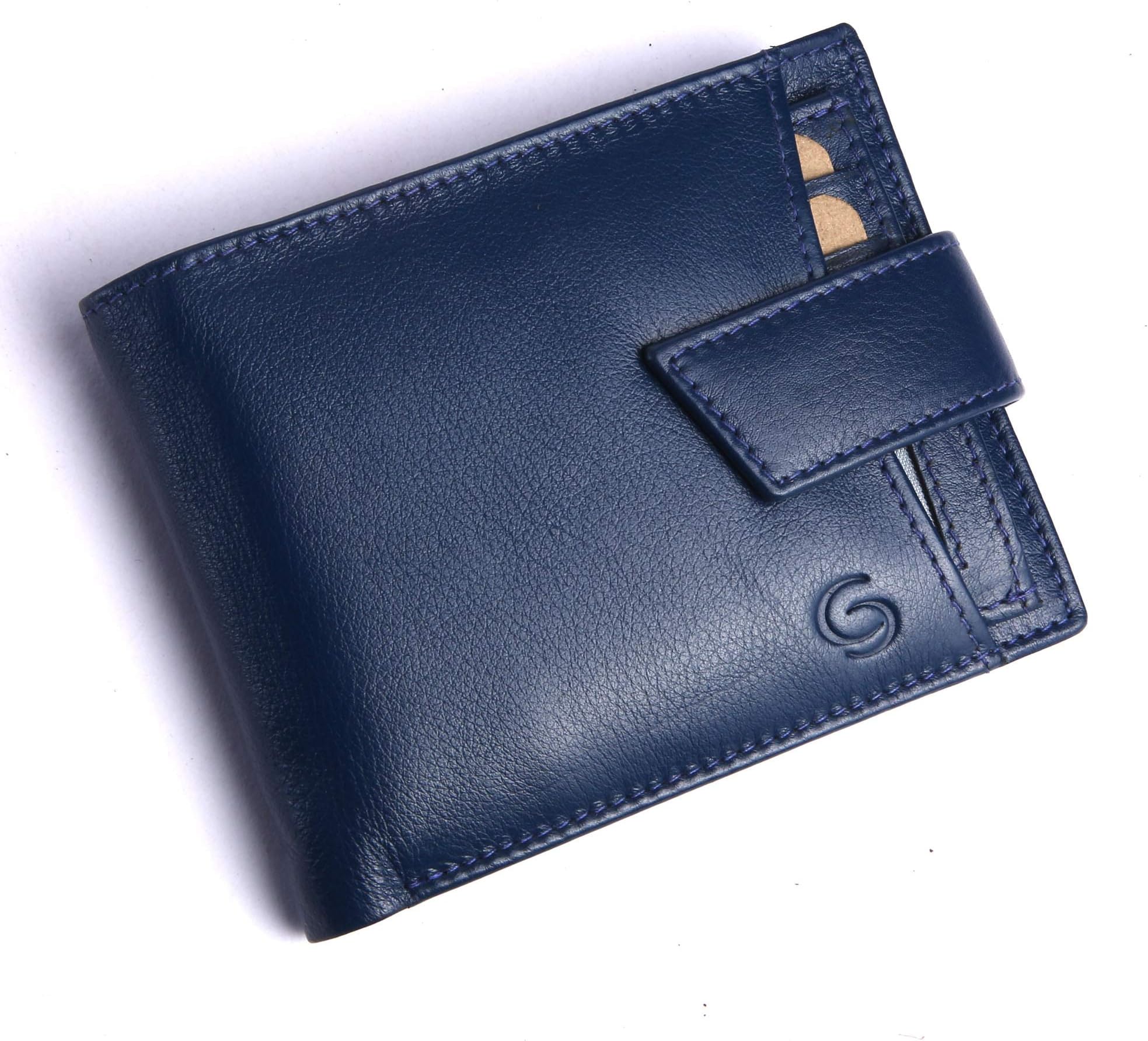 GETOREE Florence Genuine Leather RFID Wallets for Men I 6 Credit/Debit Card Slots I 2 Secret compartments I 1 Coin Pocket & 2 Currency Compartments,Blue